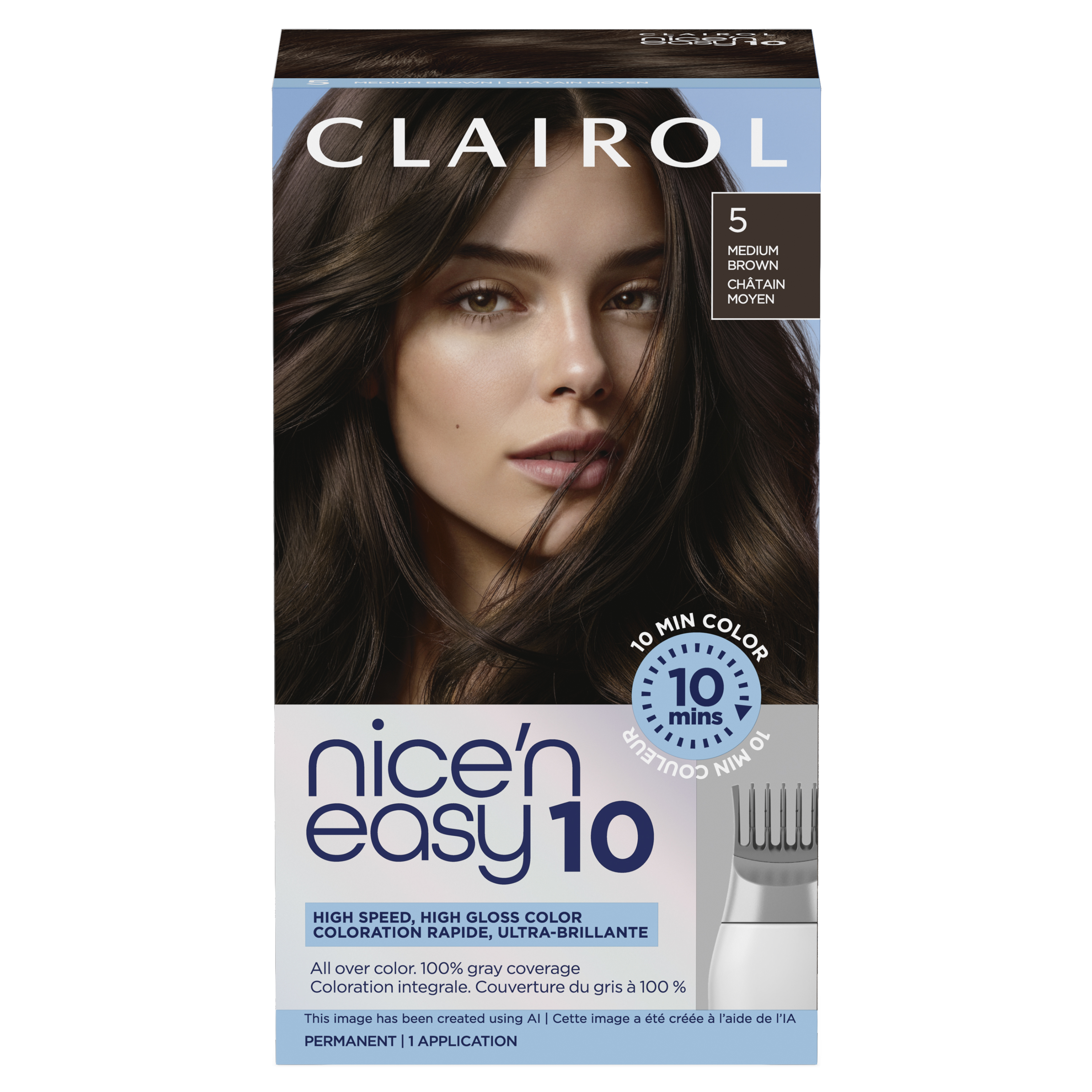 【5/7迄】NICENESS CASABLANCAS DARK BROWN L Clairol Nice'n Easy10 Permanent Hair Dye, 5 Medium Brown, 1 kit