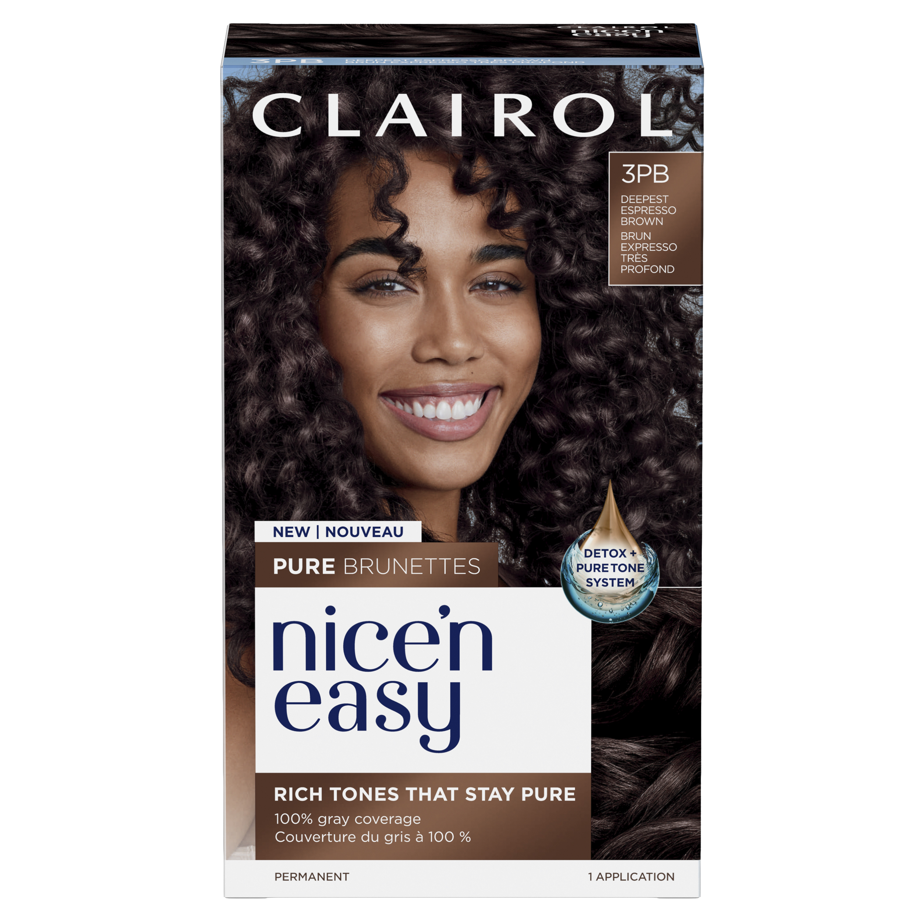 Clairol Nice'n Easy Permanent Hair Dye, 3PB Deepest Espresso Brown