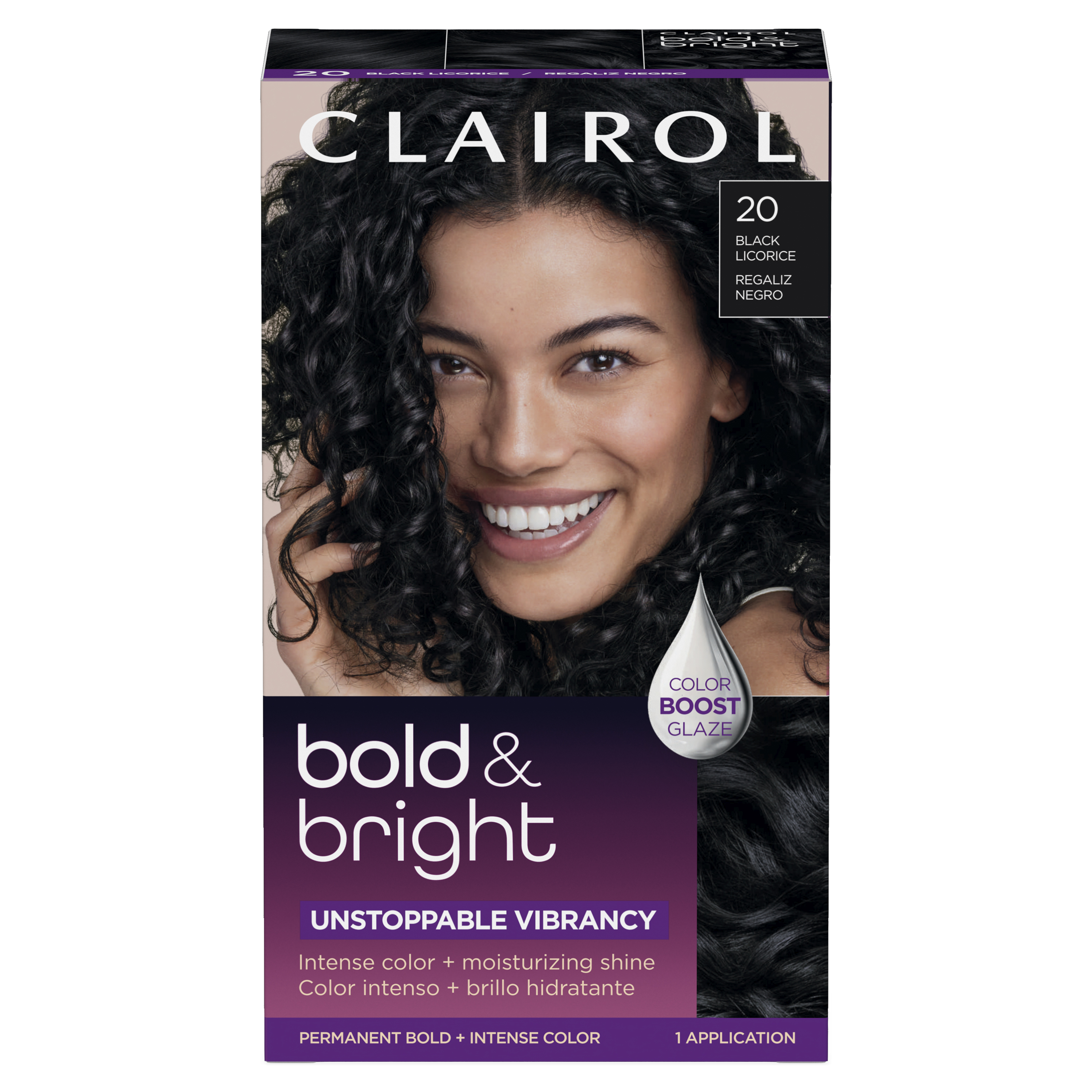 Clairol Bold & Bright Permanent Hair Dye, 20 Black Licorice