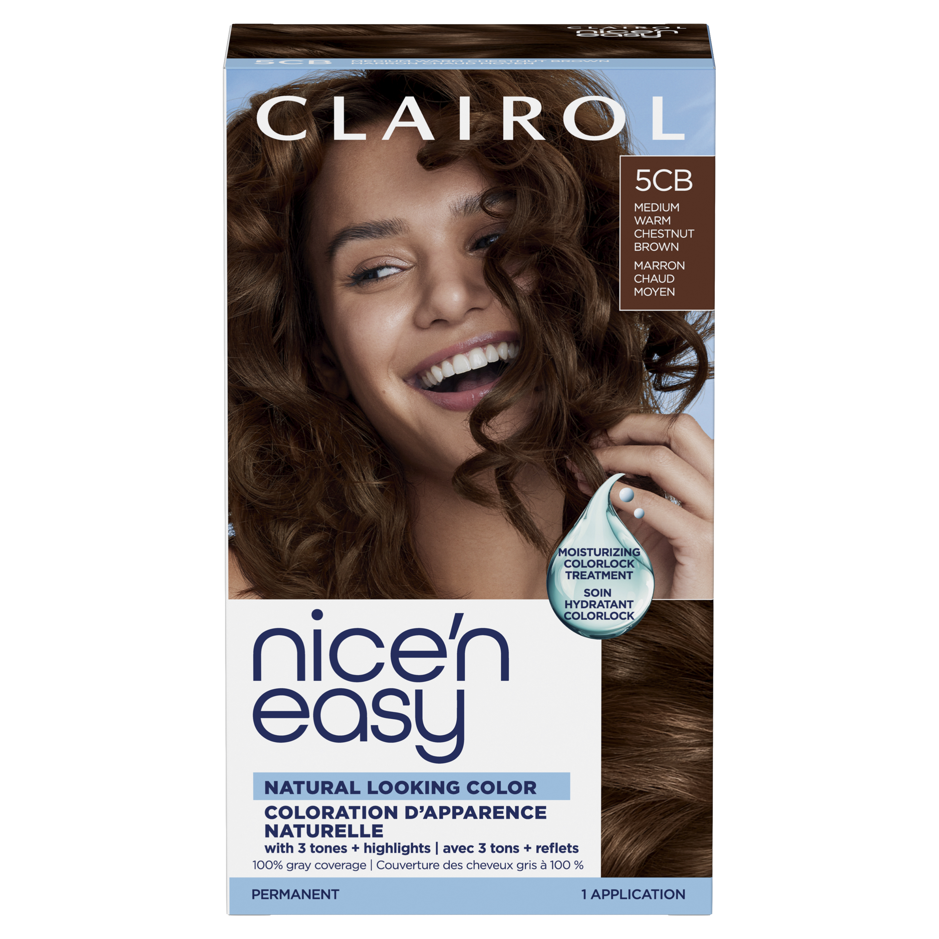 Clairol Nice'n Easy Permanent Hair Dye, 5CB Medium Warm Chestnut