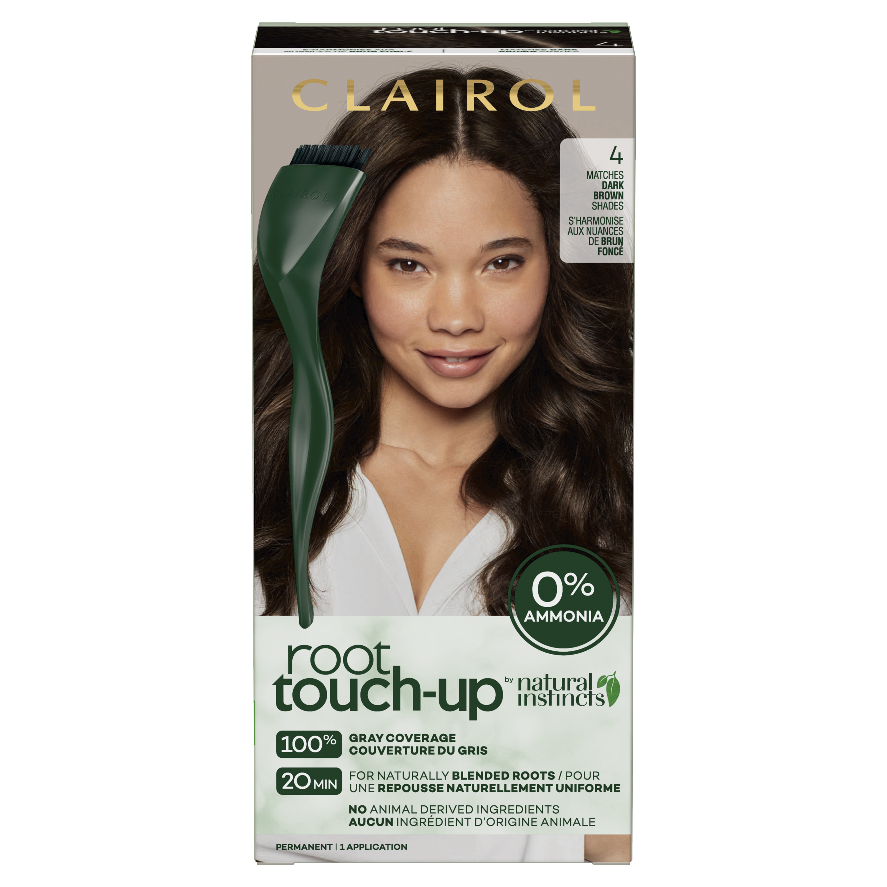 Clairol Root Touch-Up by Natural Instincts, 4 Dark Brown, 1 kit