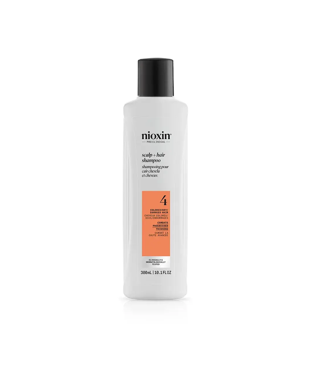 Nioxin System 4 shampoo bottle against white background