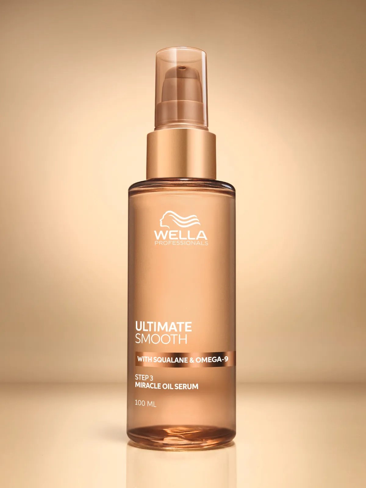 ULTIMATE SMOOTH Miracle Oil Serum against a golden background.