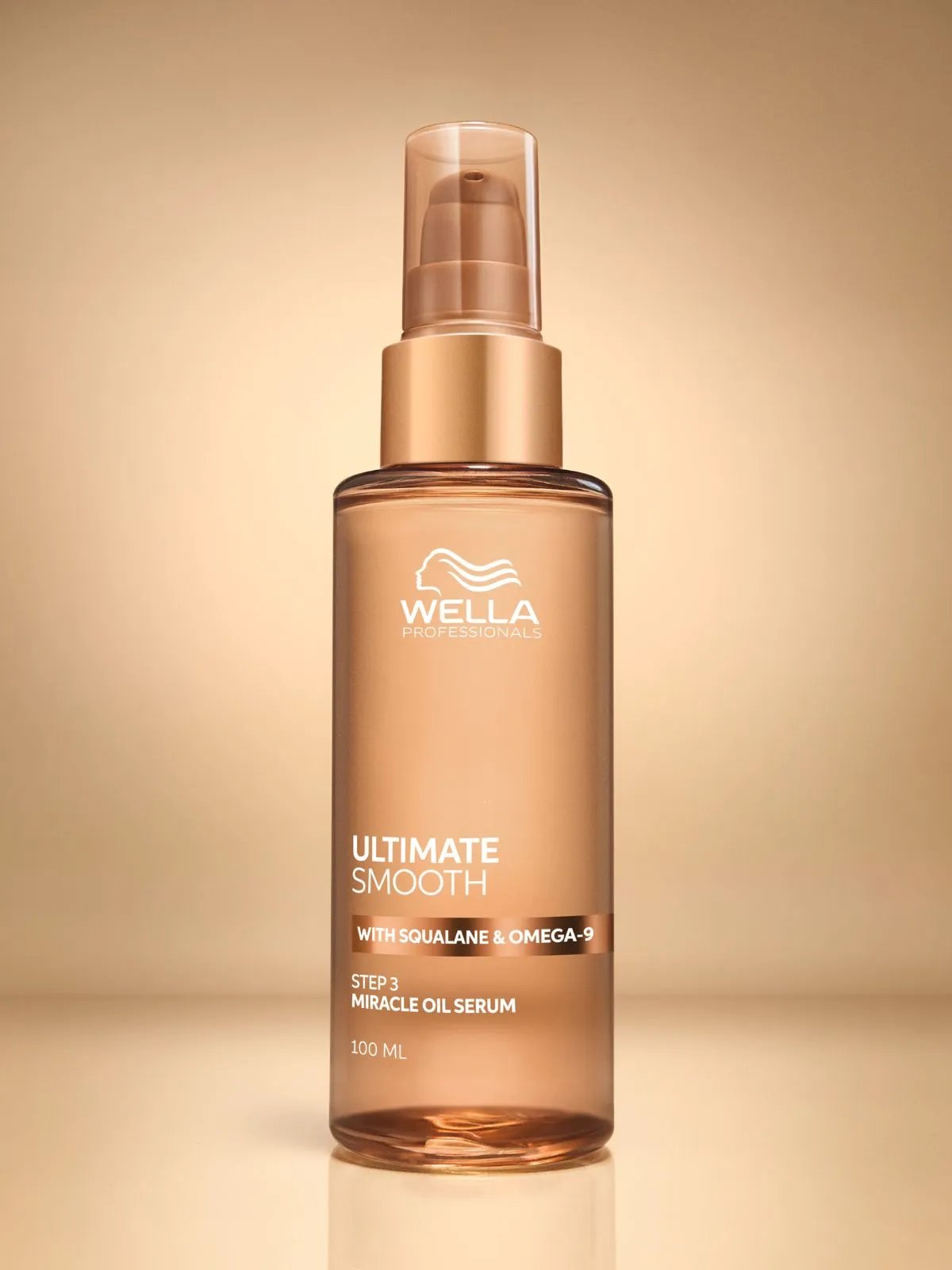 ULTIMATE SMOOTH Miracle Oil Serum against a golden background.