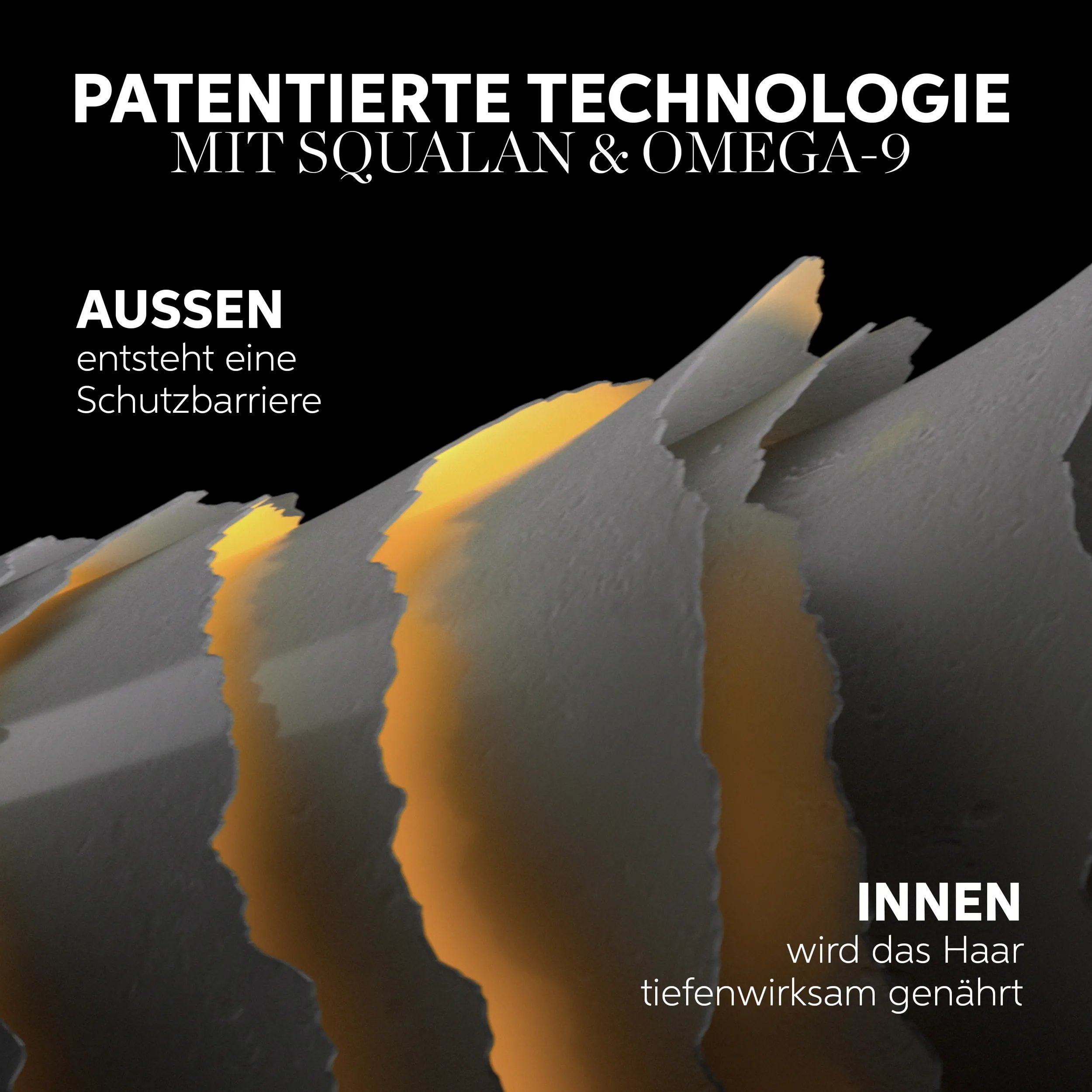 Patentierterte Technologie Bild, das eine Haarkutikula zeigt