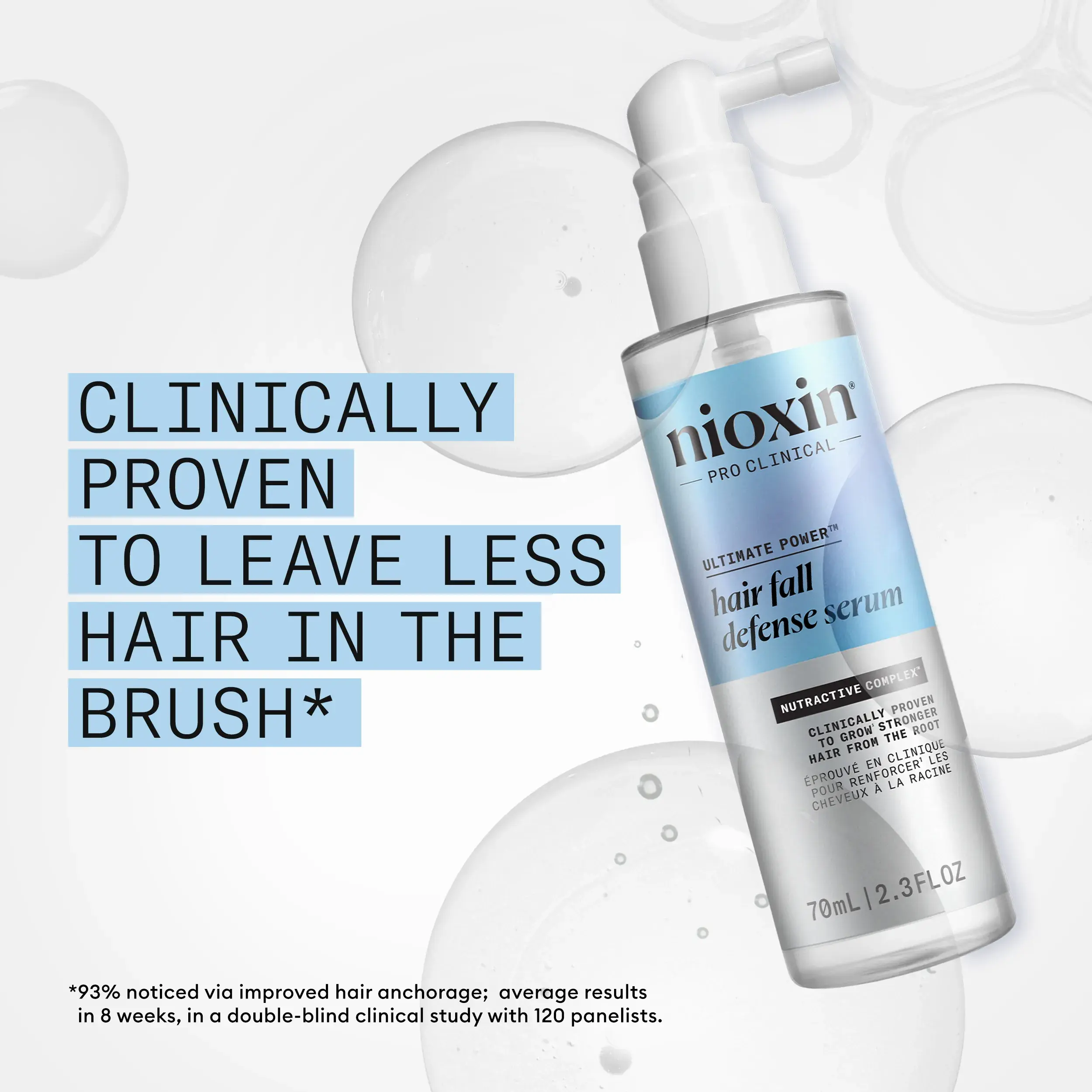 Hair Fall Defense Serum clinically proven to leave less hair in the brush
