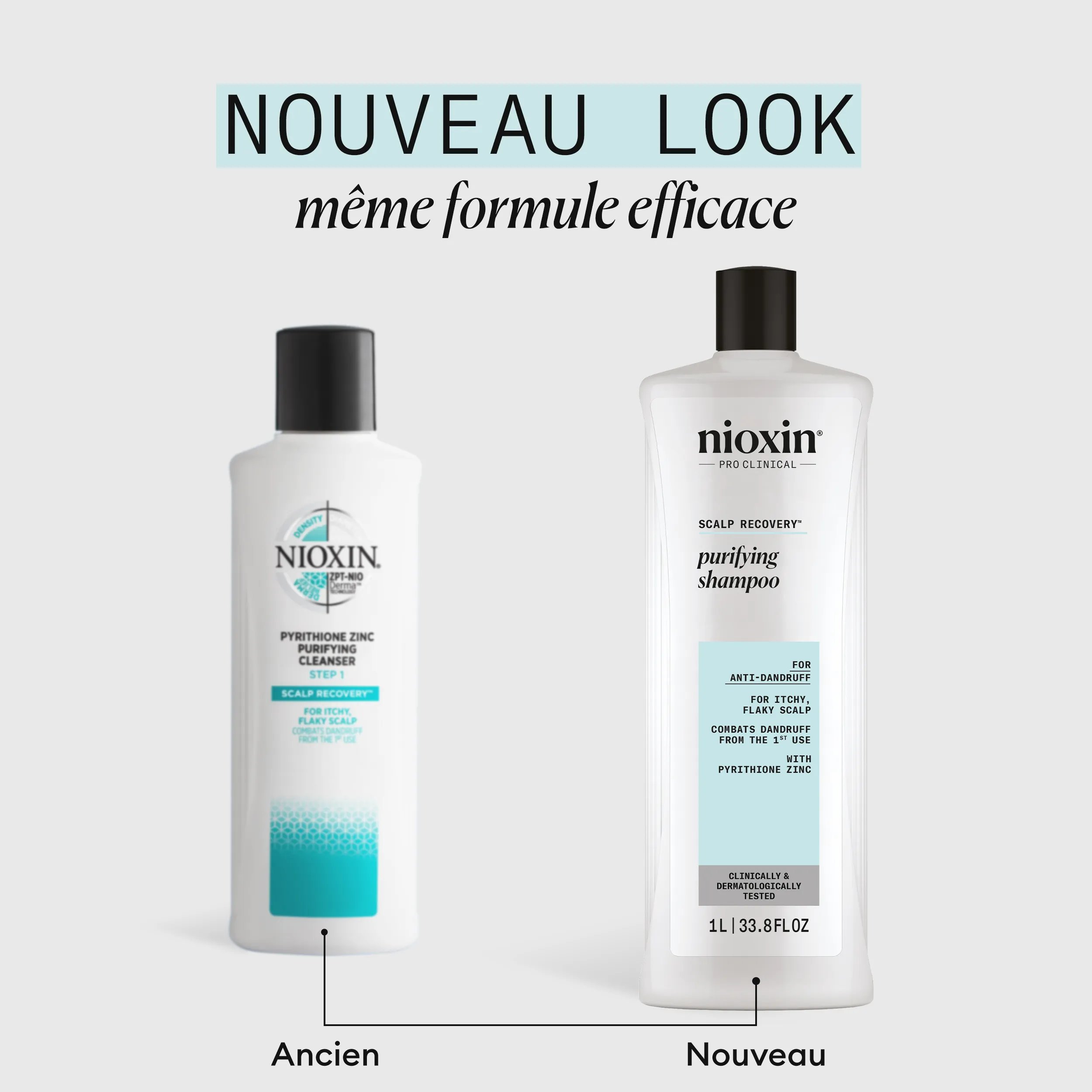 Nioxin Purifying Shampoo old and new product side by side