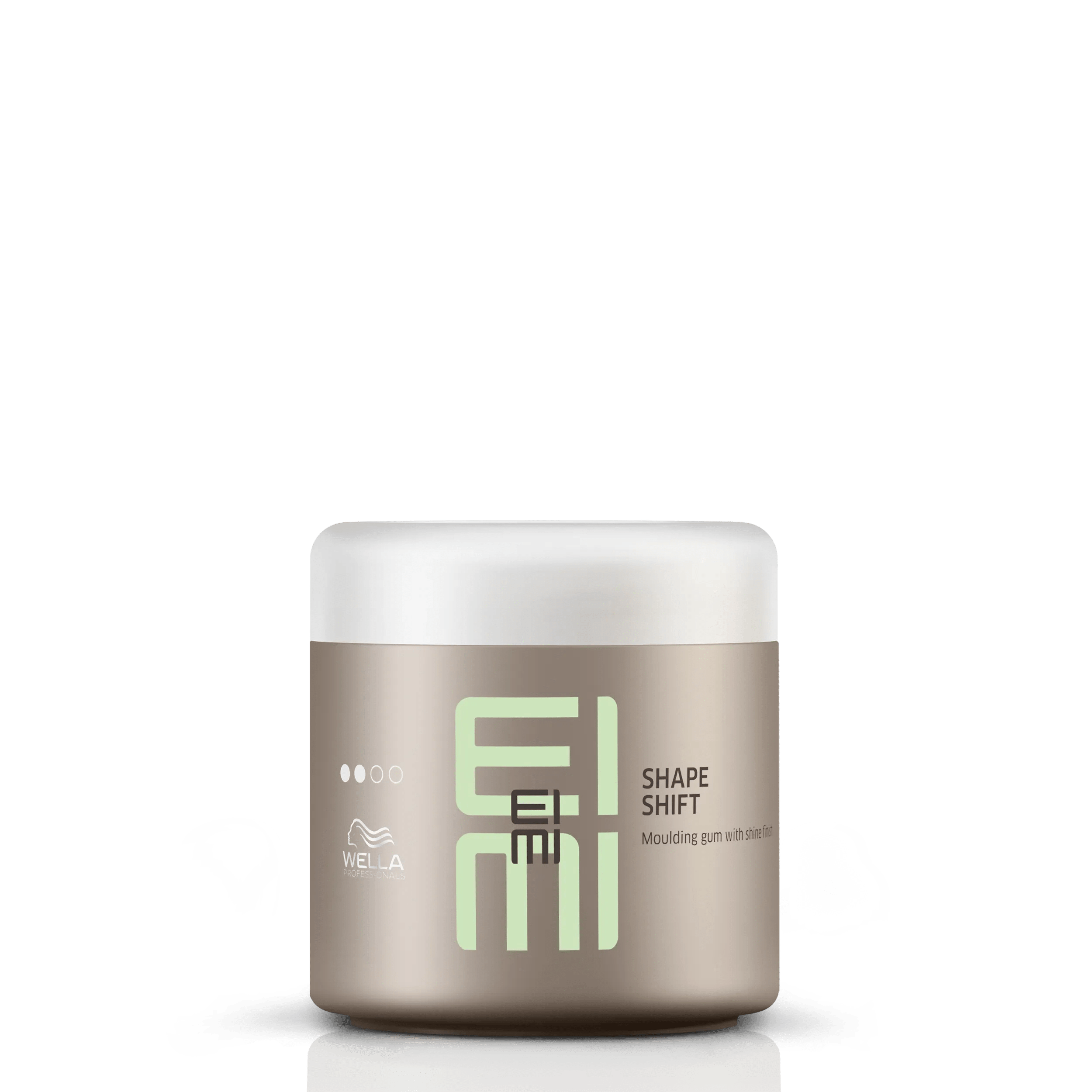 Wella EIMI Shape Shift packshot - a  tub with a white lid and mint green EIMI logo.