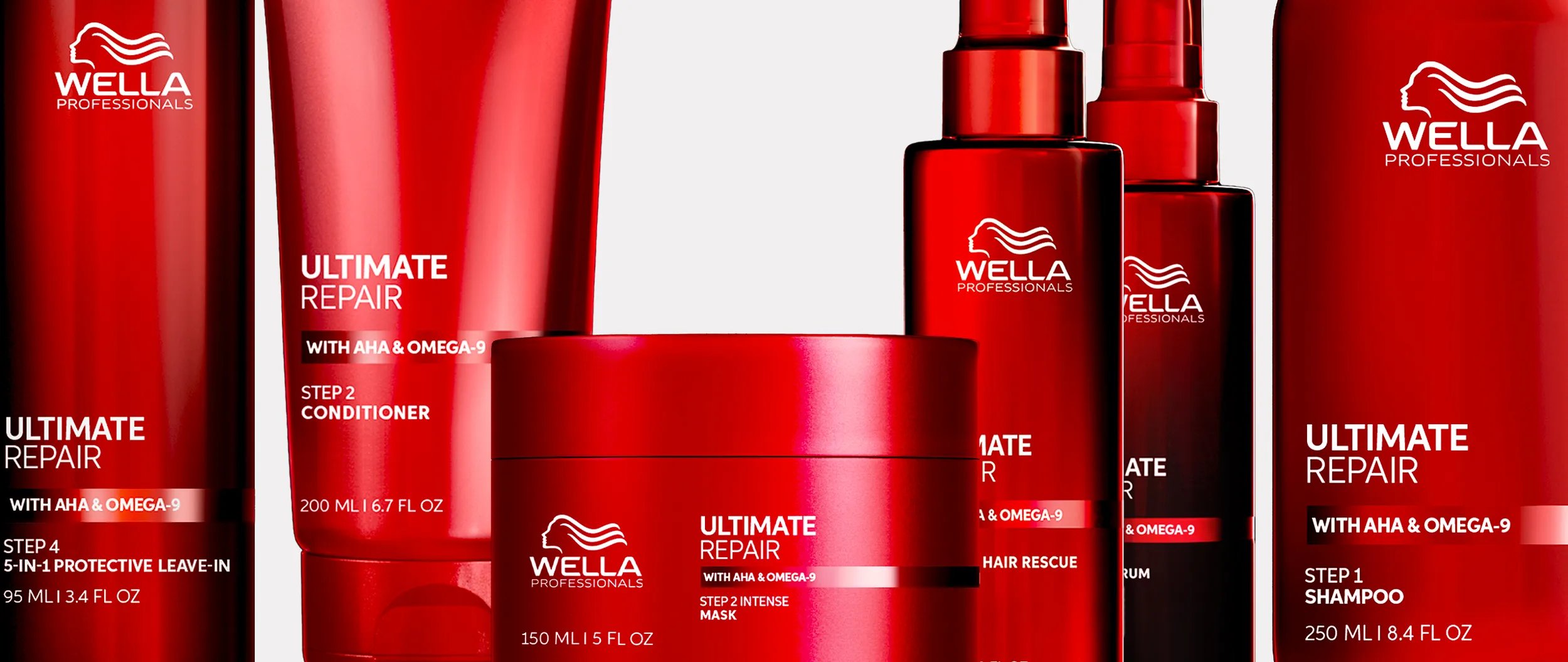Wella Ultimate Repair hair product shot.