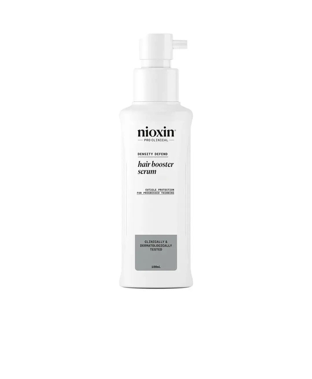 Nioxin hair booster serum bottle against white background