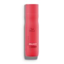 Packshot of Wella Professionals Invigo Brilliance Vibrant Color Shampoo for coarse hair - a red bottle with white font and a darker red Wella logo.