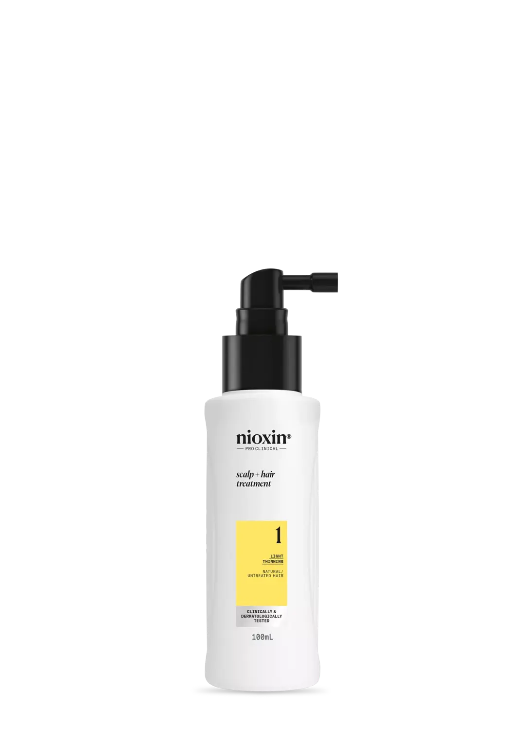 Nioxin System 1 Hair Thickening Treatment bottle against white background