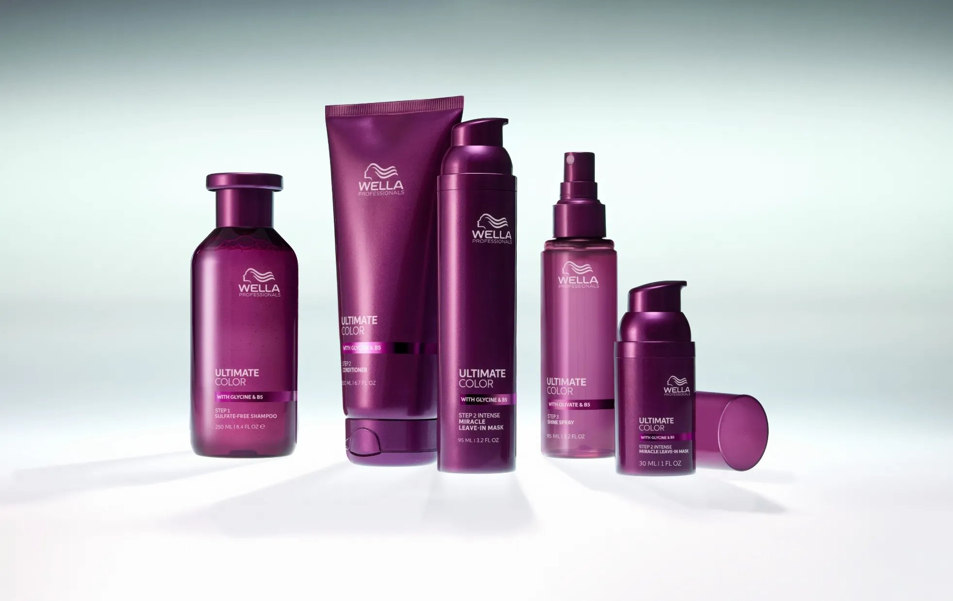 The ULTIMATE COLOR collection, including shampoo, conditioner, mask and shine spray.