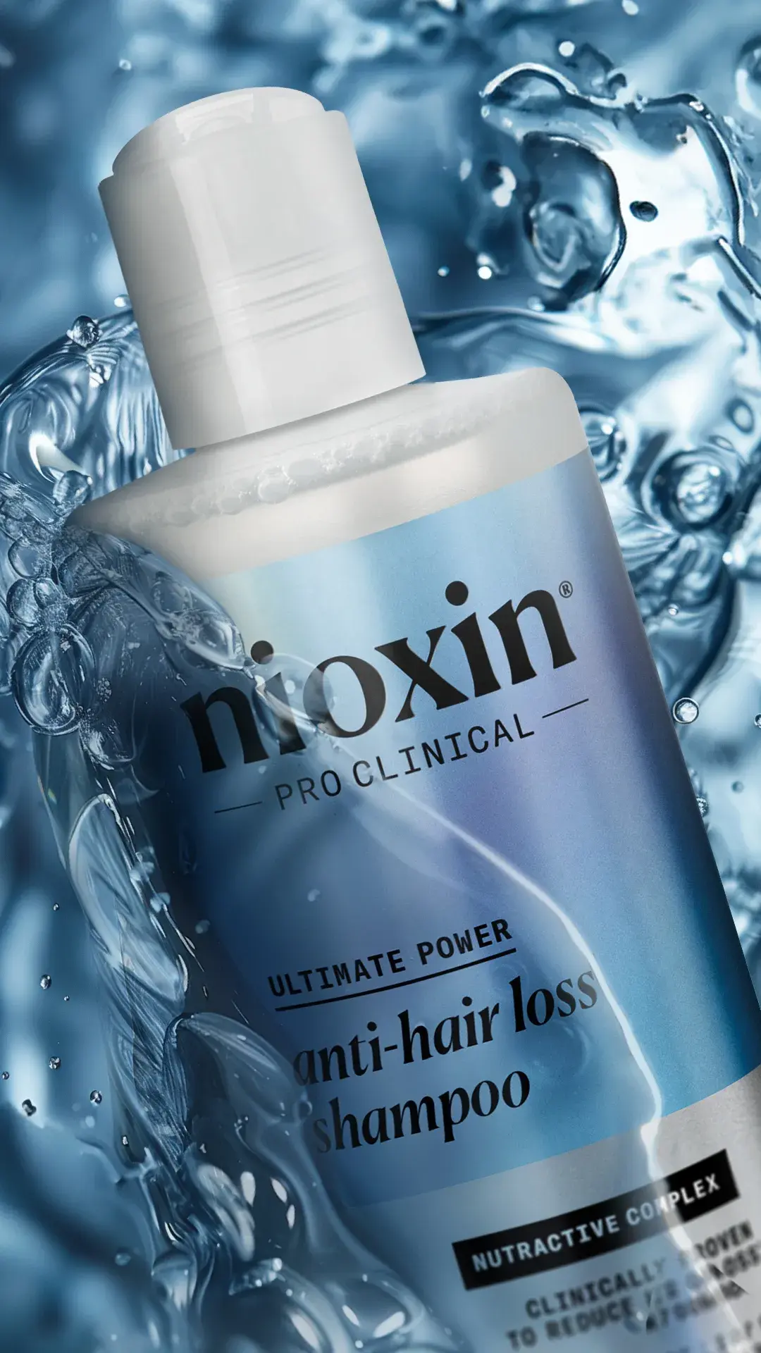 Anti-Hair Loss Shampoo in water splash