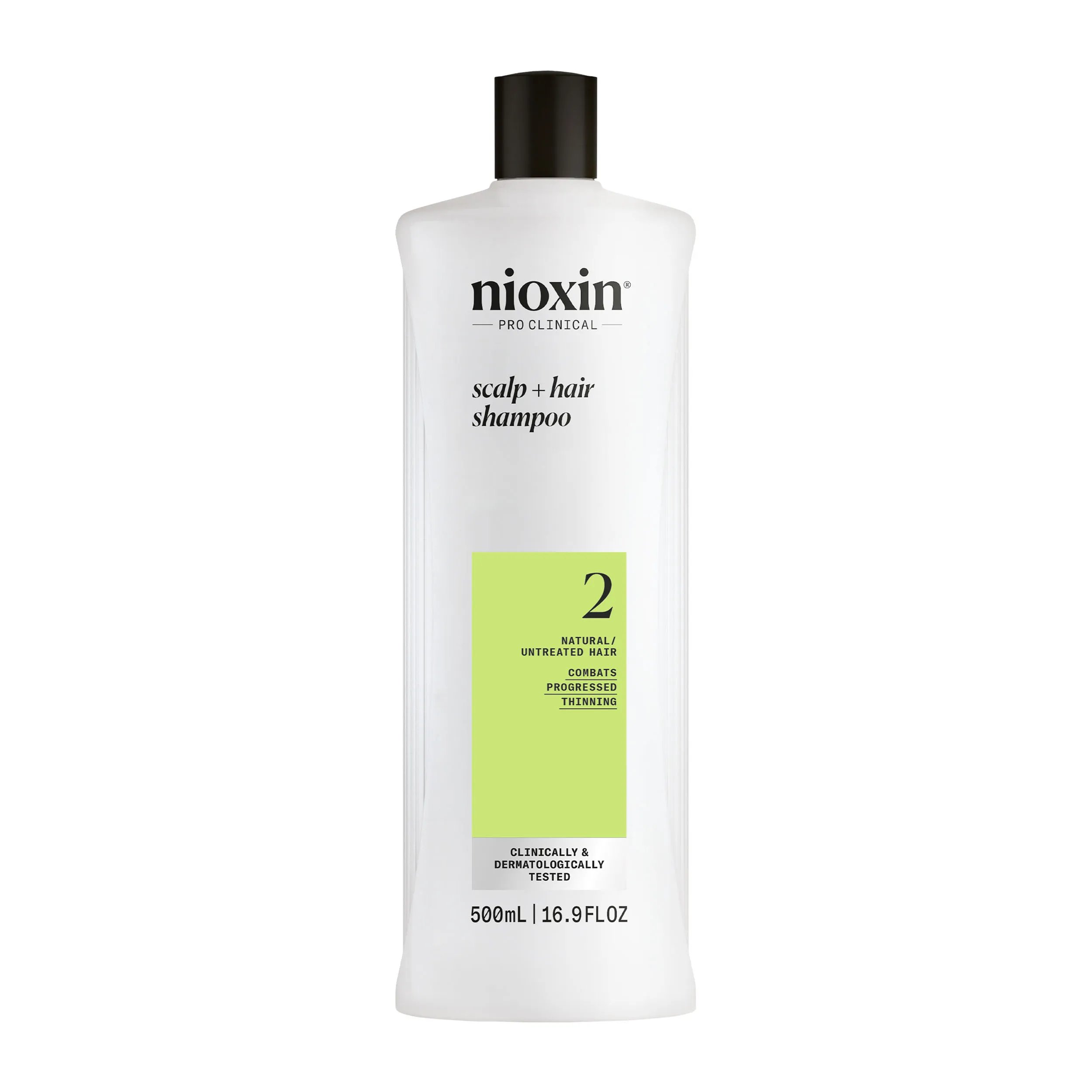 Nioxin System 2 shampoo bottle against white background