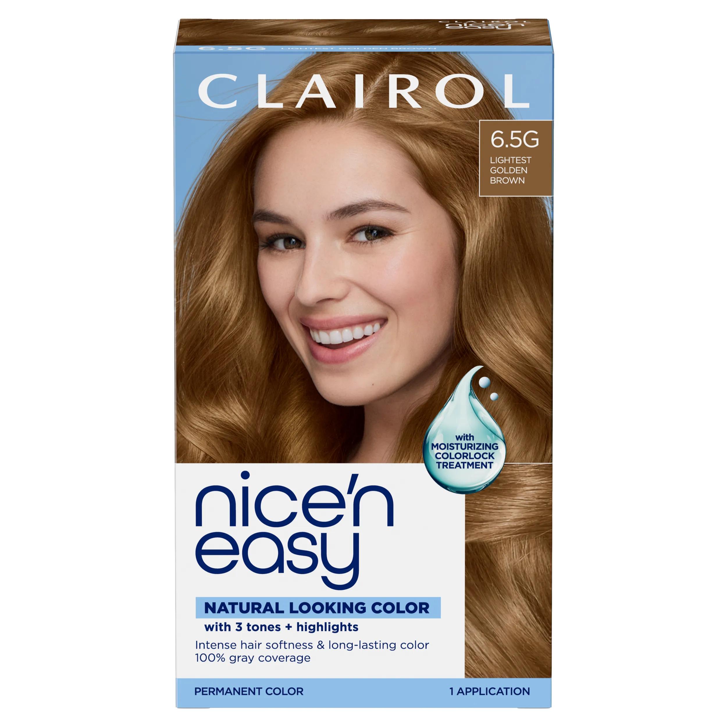 Clairol Nice'n Easy Permanent Hair Dye, 6.5G Lightest Golden Brown
