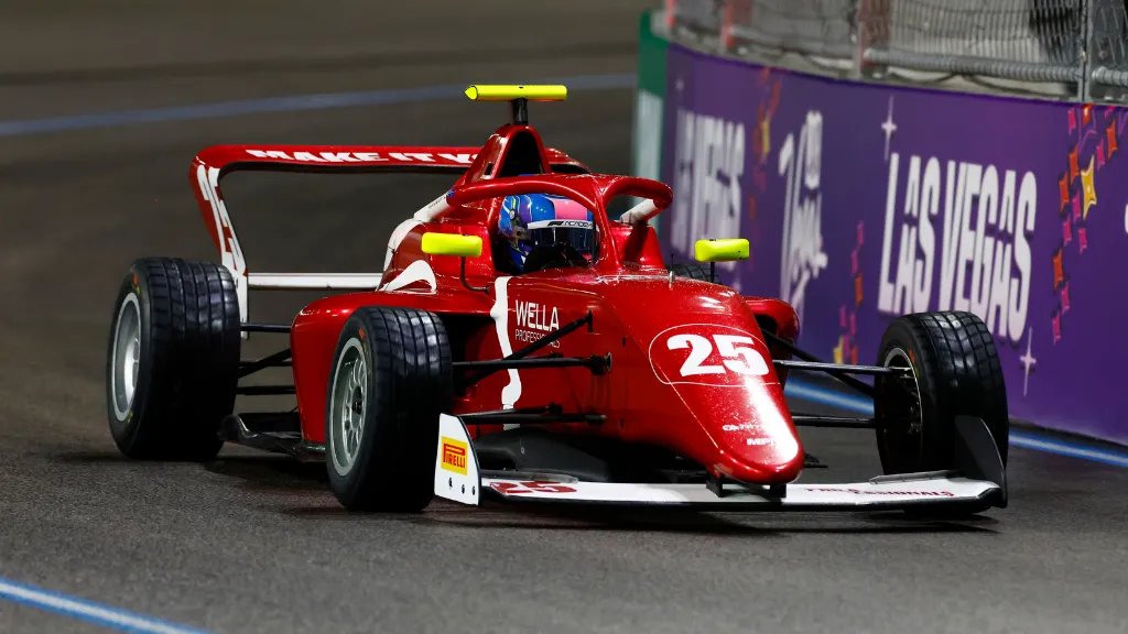 Wella’s red race car at the Formula 1 Heineken Las Vegas Grand Prix 2025.