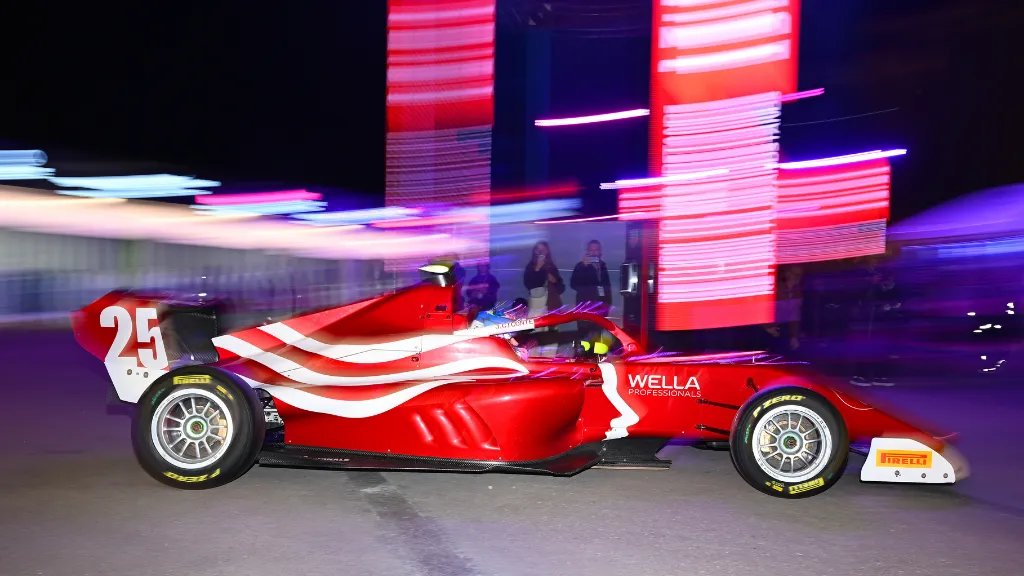 : Wella’s red race car at the Formula 1 Heineken Las Vegas Grand Prix 2025.