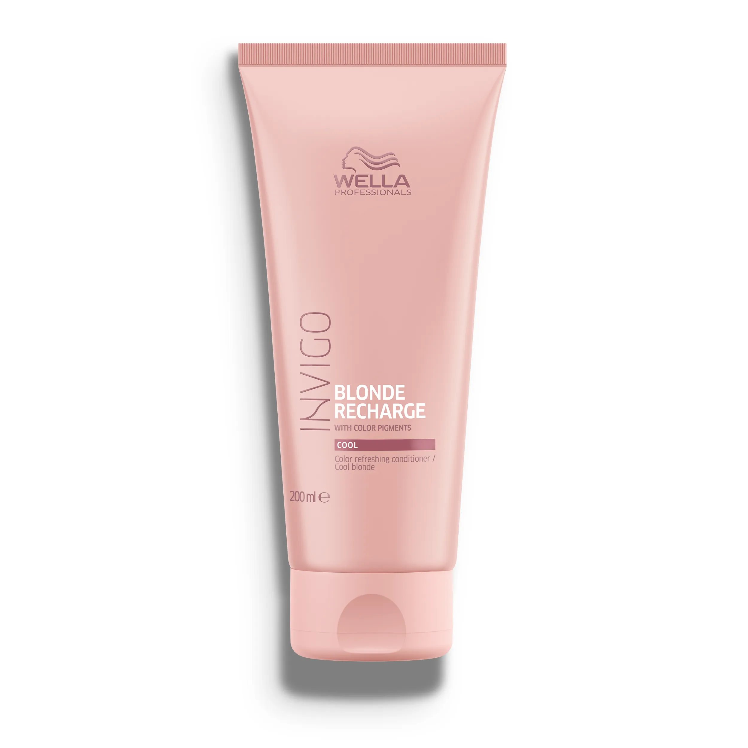 Pack shot of Invigo Blonde Recharge Cool Blonde Colour Refreshing Conditioner pink tube