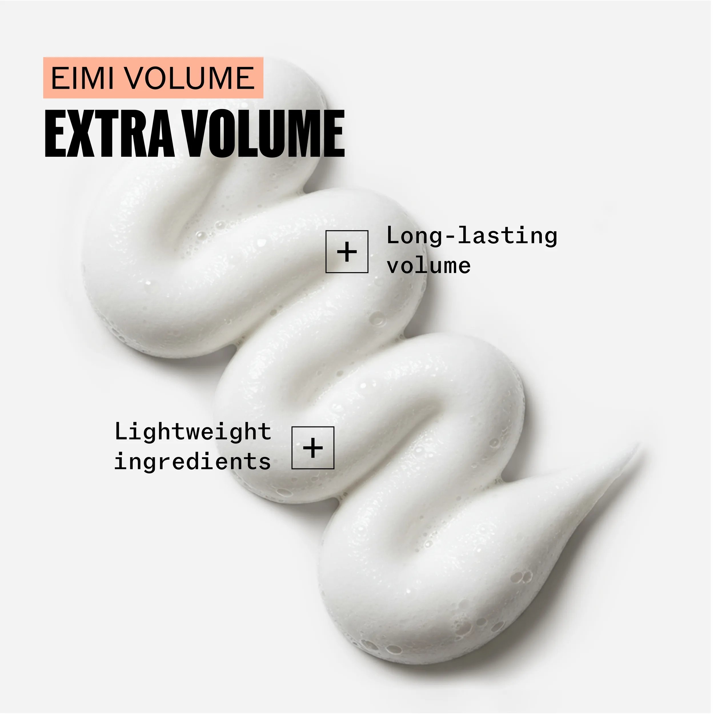 Image of a thick, white swatch of Wella EIMI Extra Volume mousse on a white background.