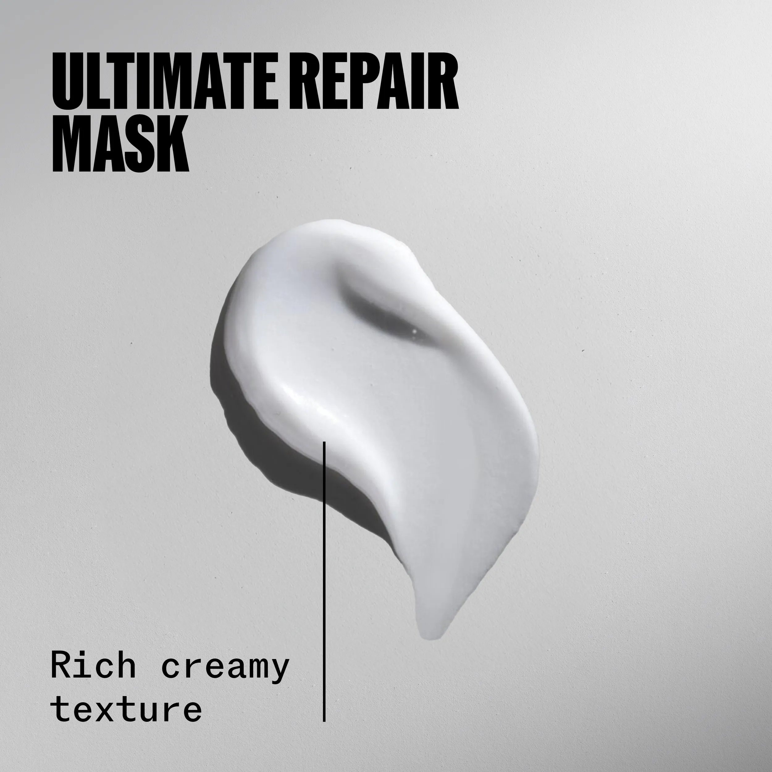 Drop of Ultimate Repair Mask. Text reads rich, creamy texture.