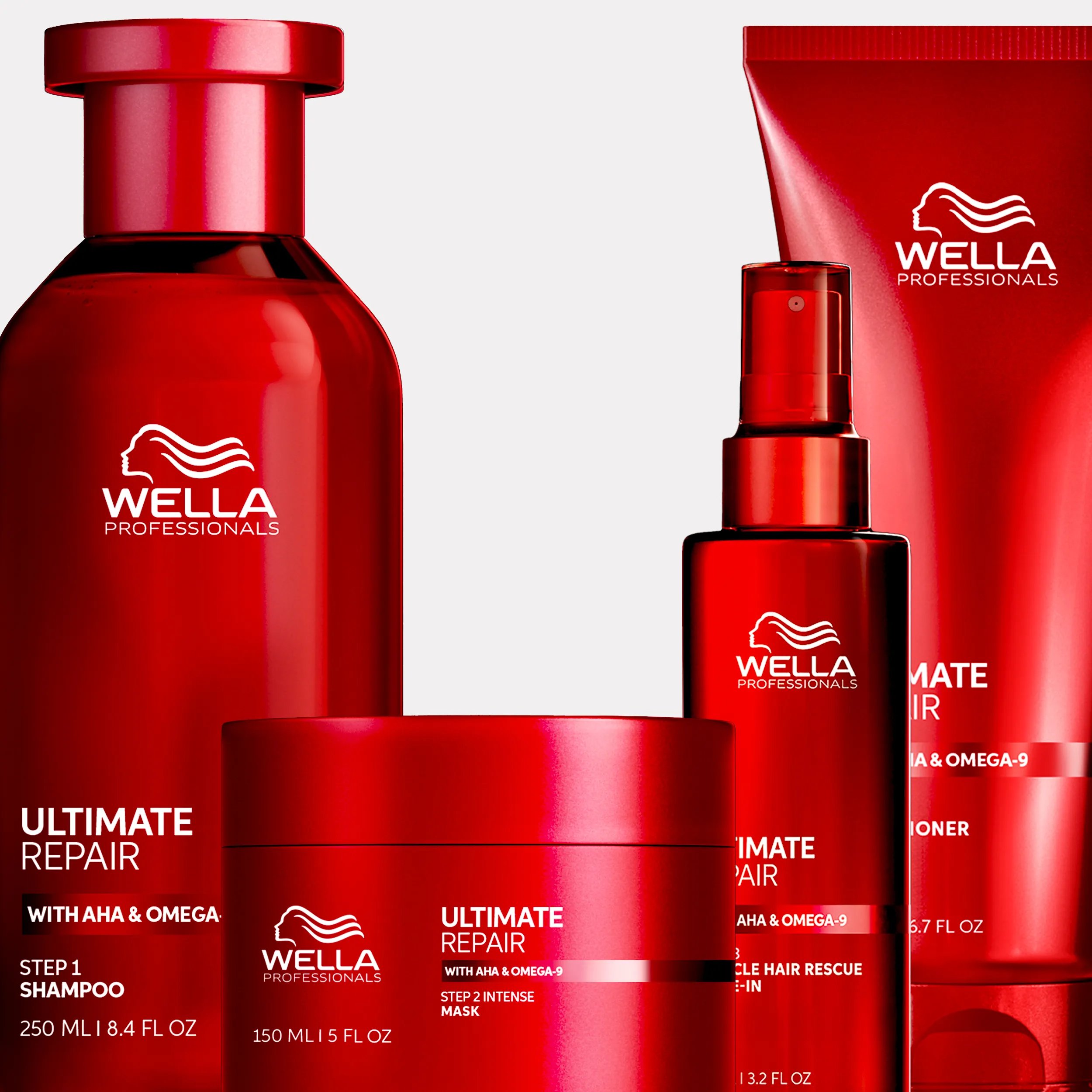 Wella Ultimate Repair hair product shot.