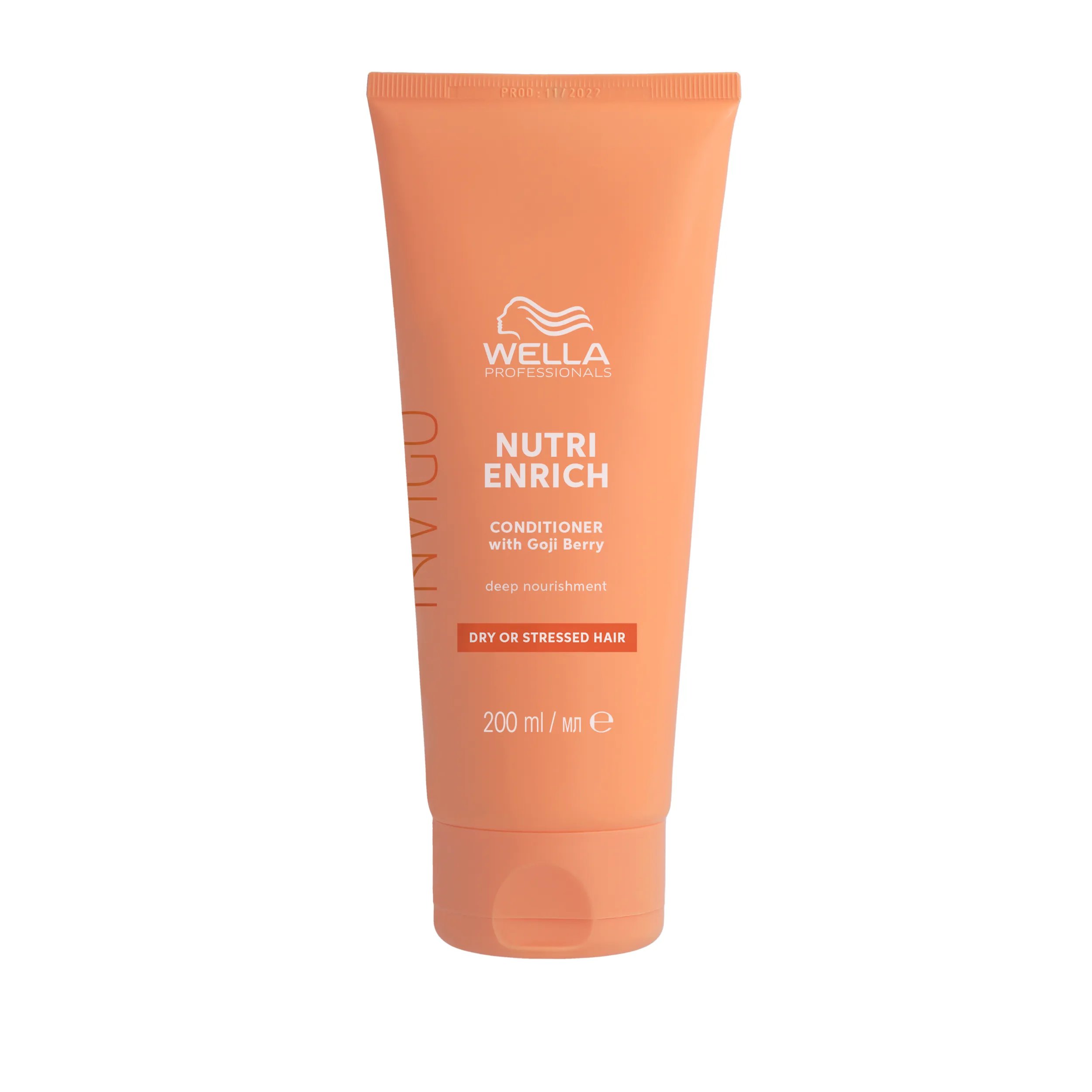Image d'un tube orange d'Après-shampoing Nutri-Enrich Deep Nourishing de Wella Professionals.
