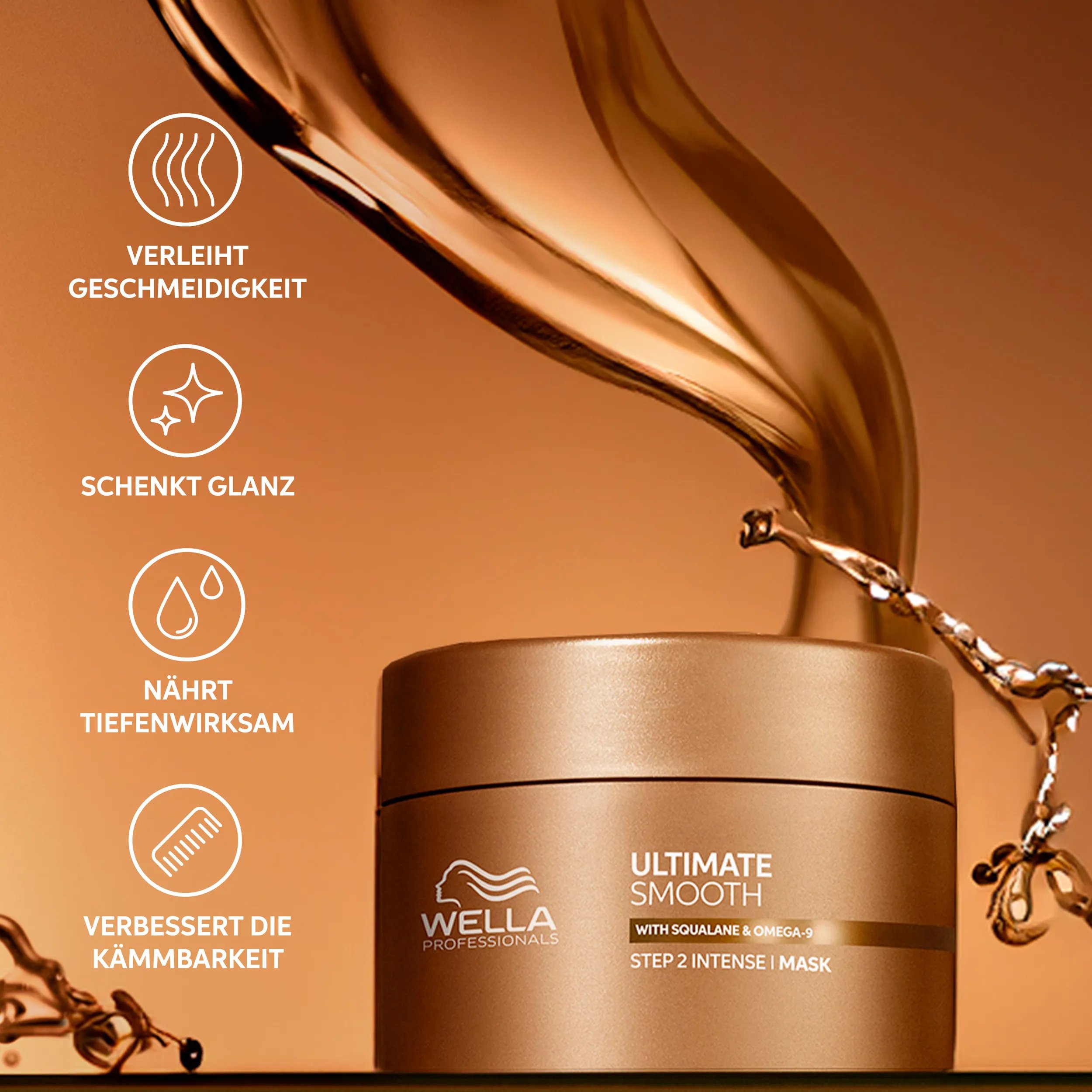 Goldener Tiegel mit Ultimate Smooth Mask von Wella Professionals