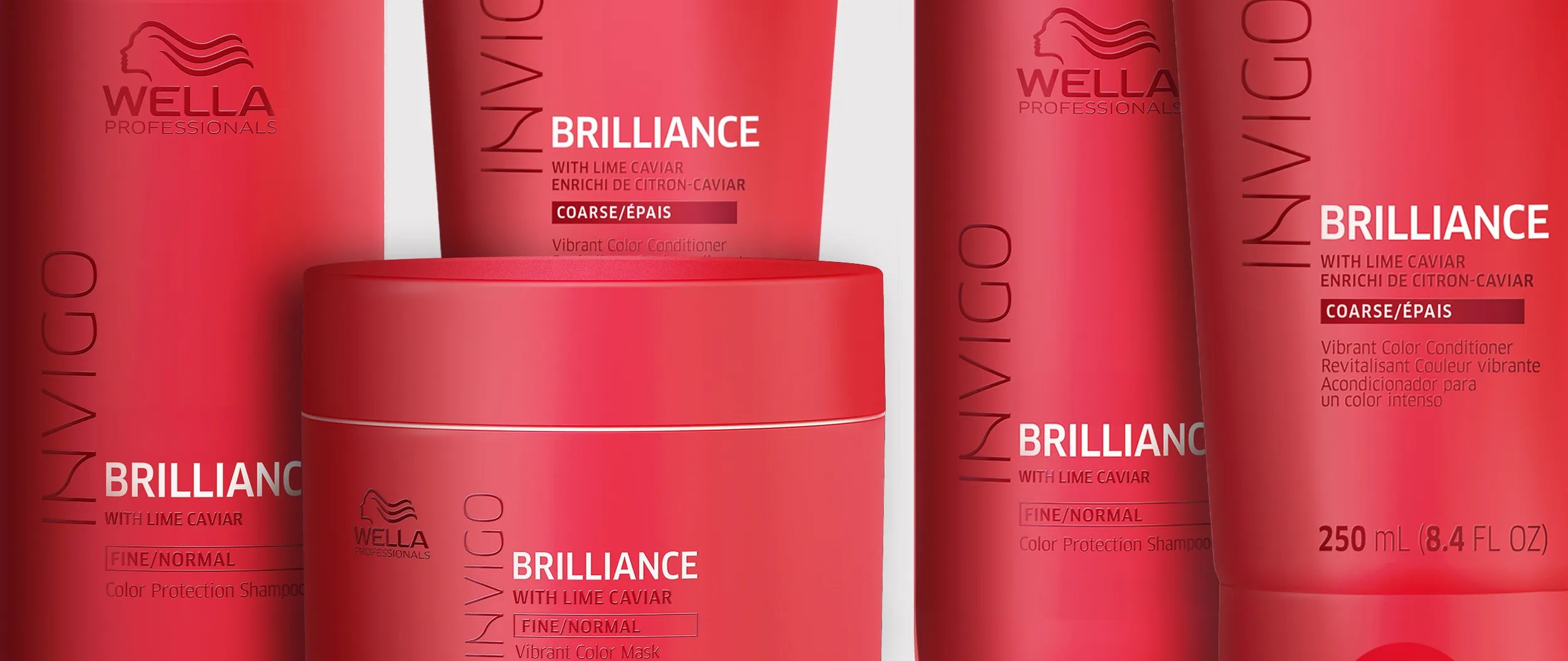Image of Wella Professionals Invigo brilliance shampoo, conditioner and mask.