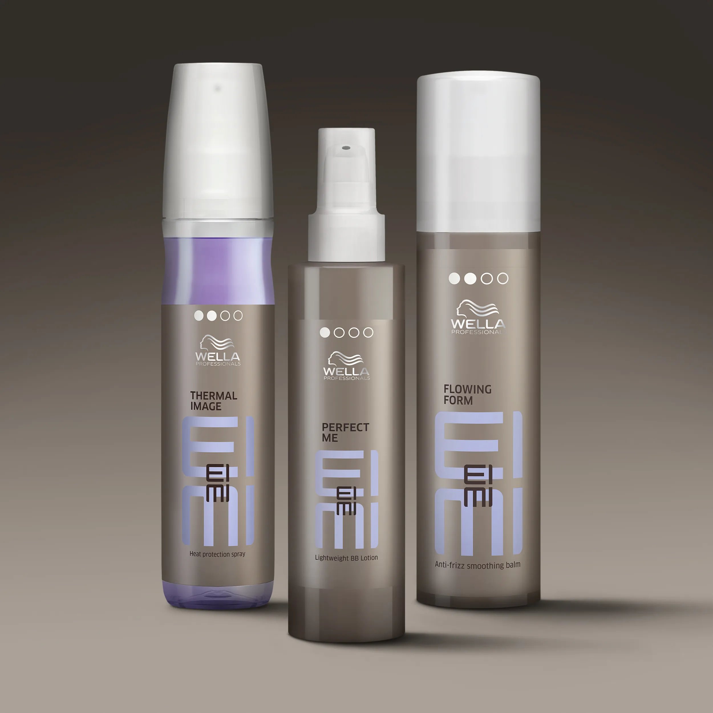 Three Wella EIMI hair products.