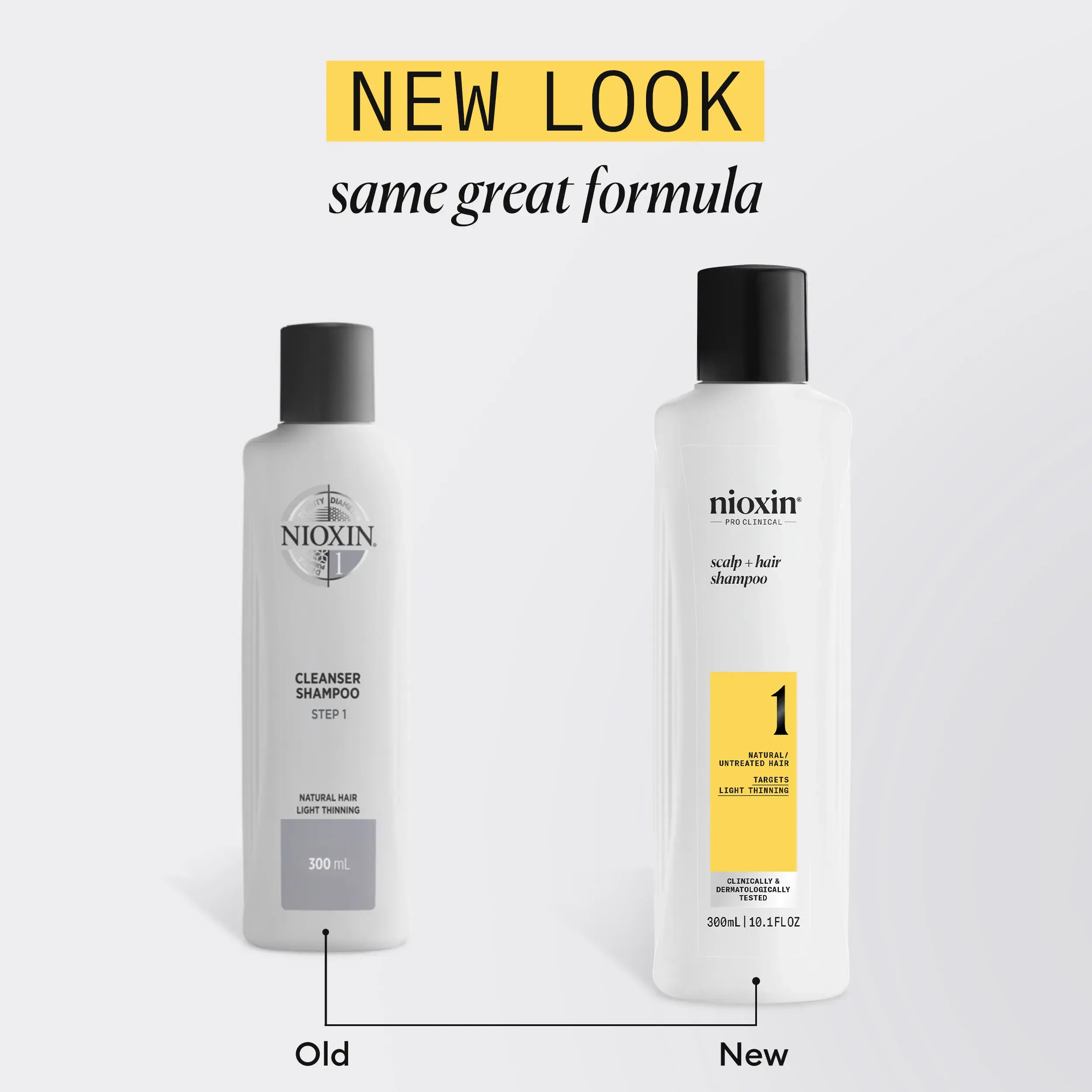 Nioxin system 1 shampoo old and new bottle comparison