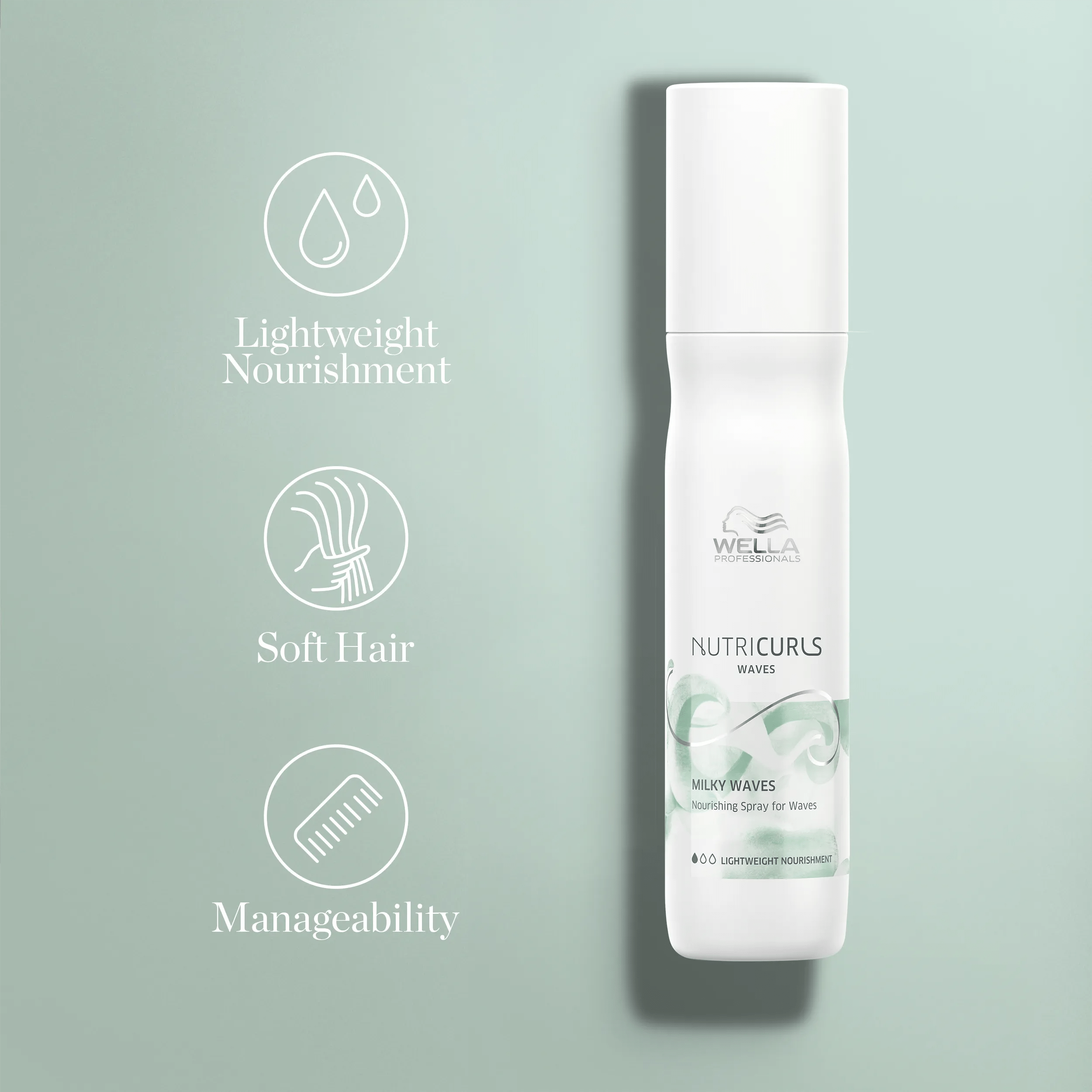 Wella NutriCurls Milky Waves Nourishing Spray product shot.