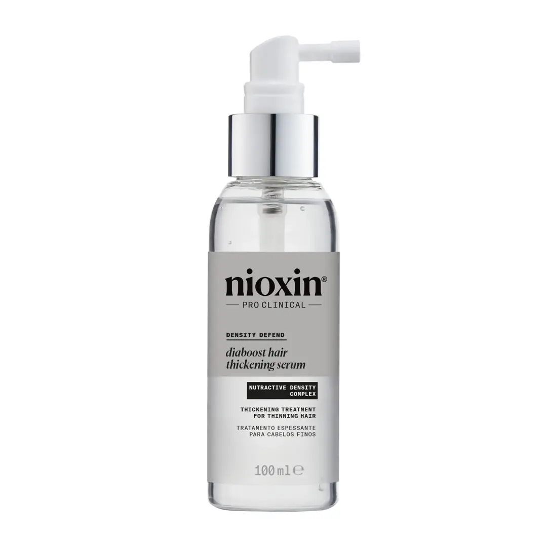 Nioxin Diaboost Hair Thickening Serum bottle against white background