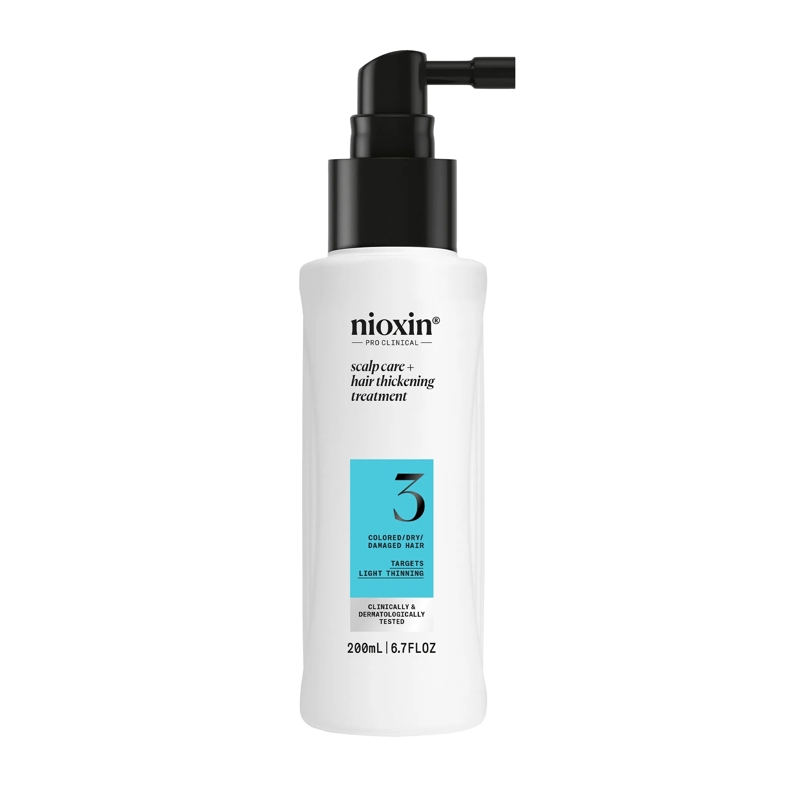 Nioxin System 3 Scalp + Hair thickening treatment bottle against white background