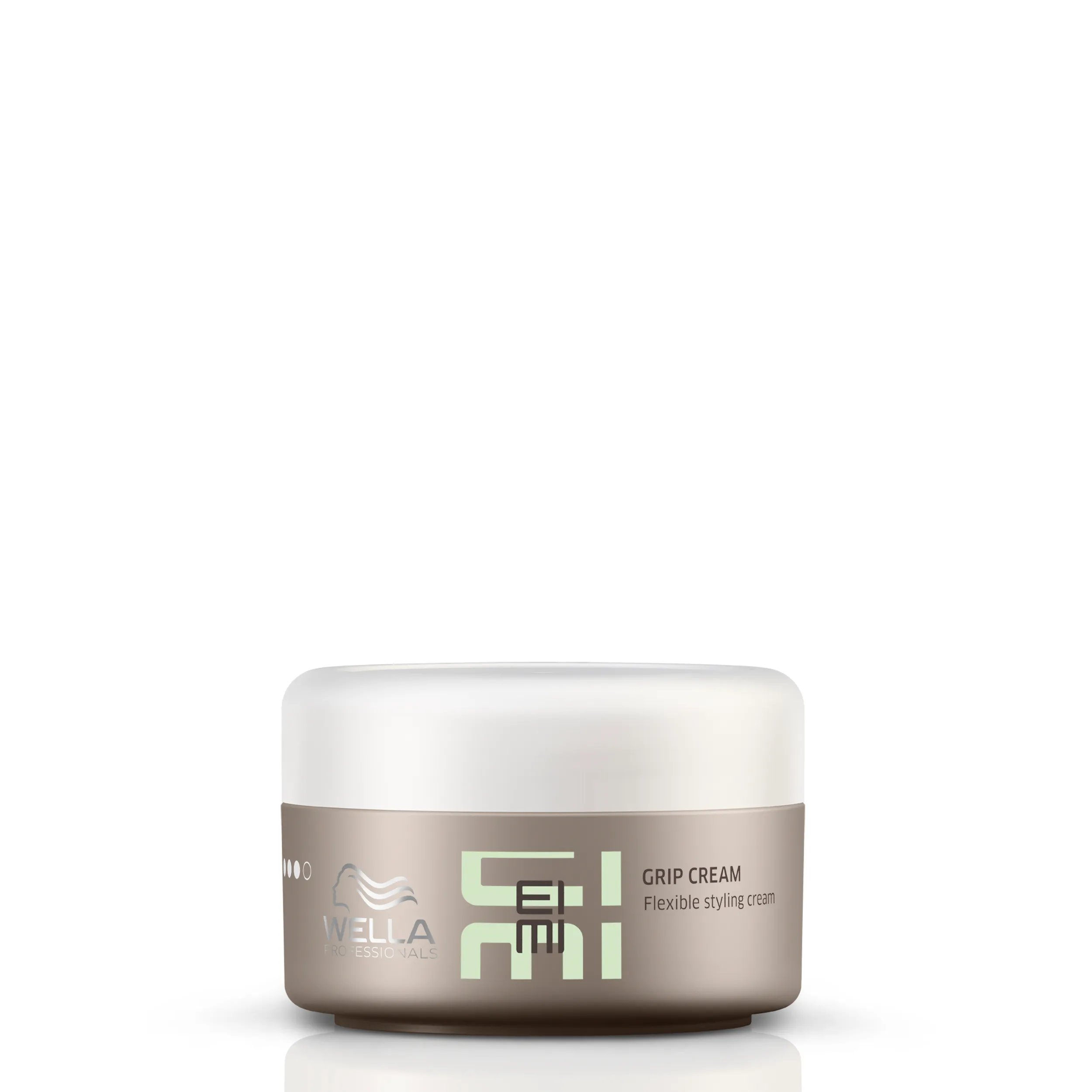 Wella EIMI Grip Cream packshot - a  tub with a white lid and mint green EIMI logo.