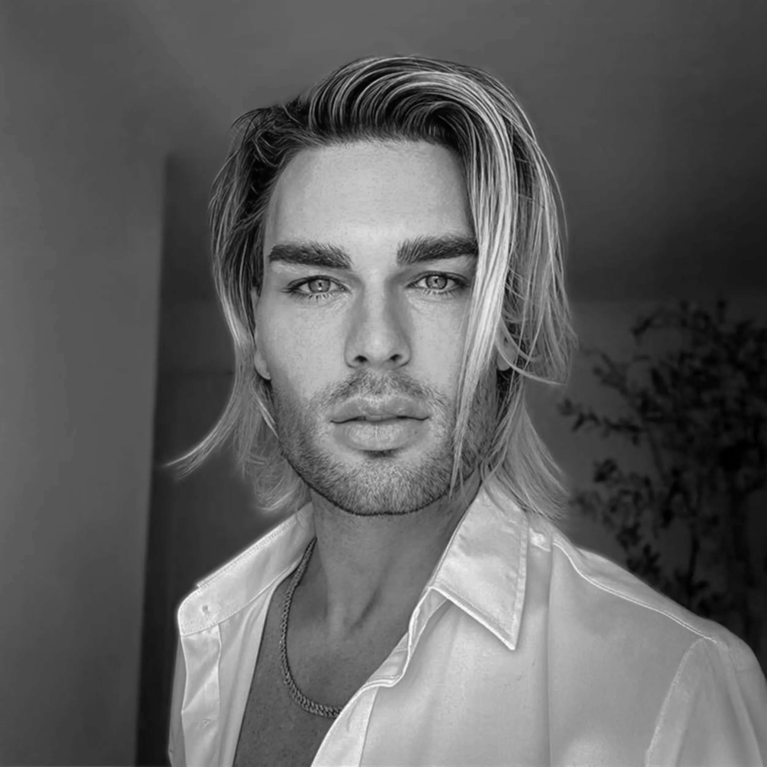 Black and white photo of Zach Mesquit