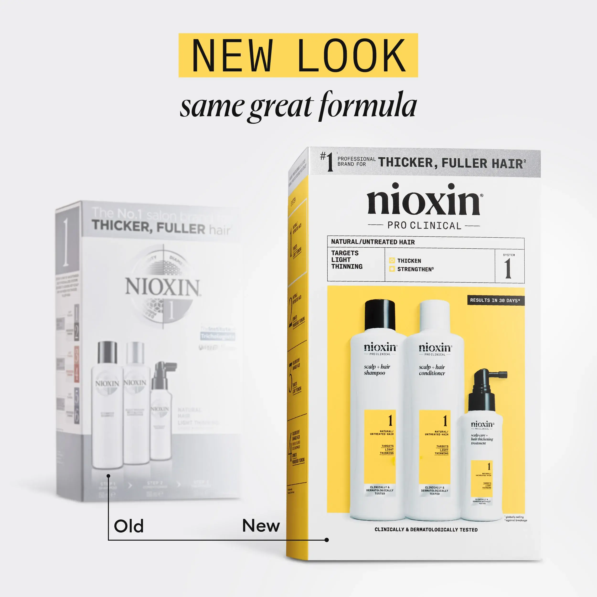 Nioxin System 1 kit old and new packaging comparison