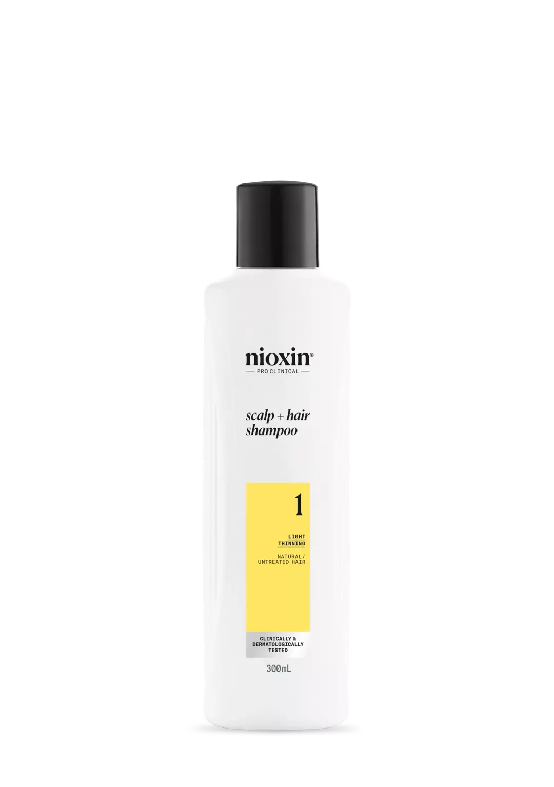 Nioxin System 1 Scalp + Hair Shampoo bottle against white background