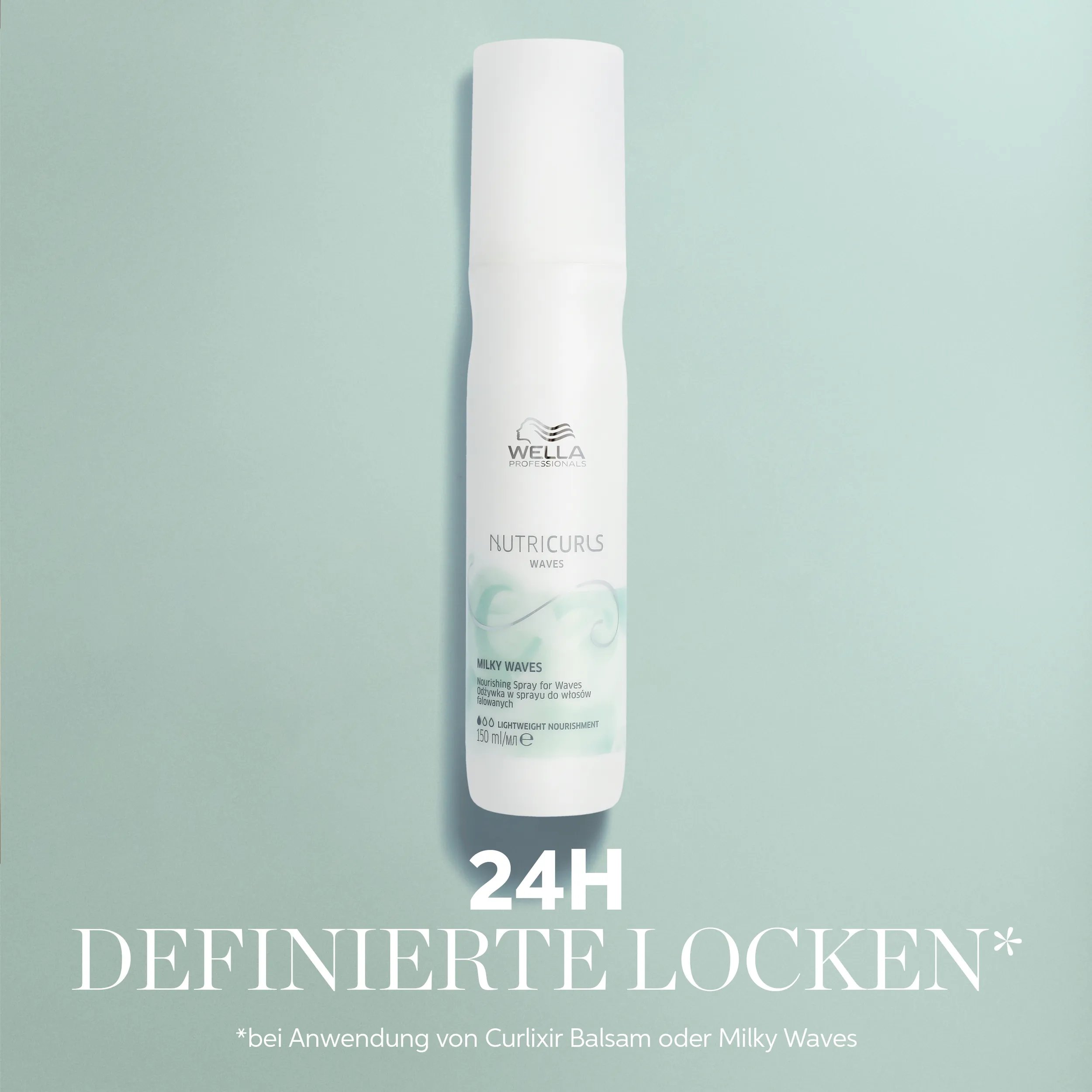 Wella NutriCurls Milky Waves Nourishing Spray product shot.