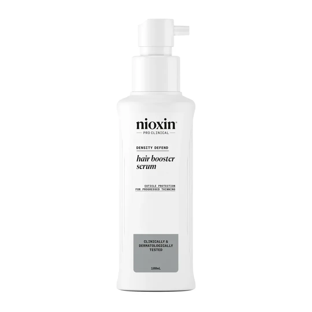 Nioxin hair booster serum bottle against white background