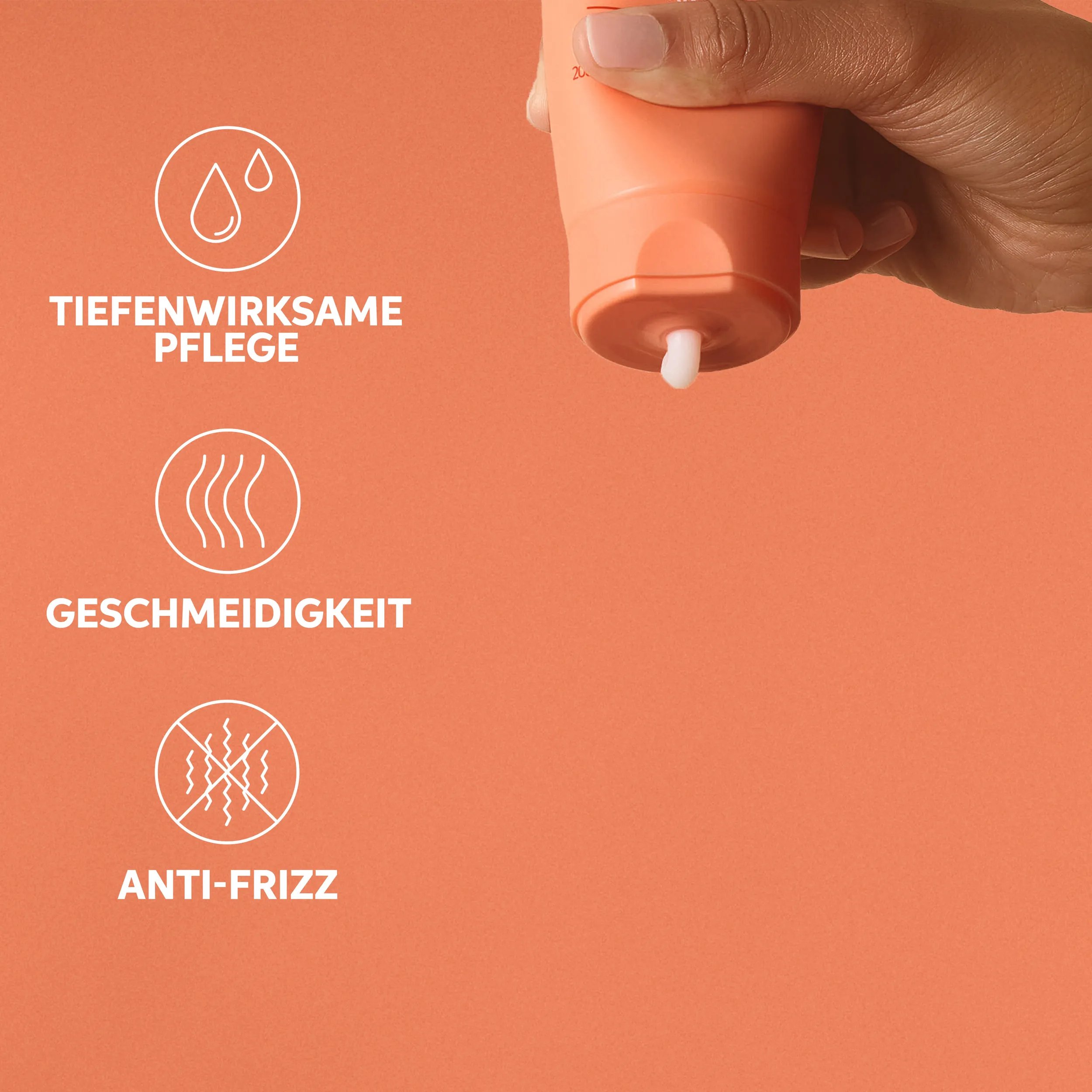 Hand holding a tube of Wella Professionals Invigo Nutri-Enrich product, with icons illustrating deep nourishment, smoothness, softness, and anti-frizz benefits.