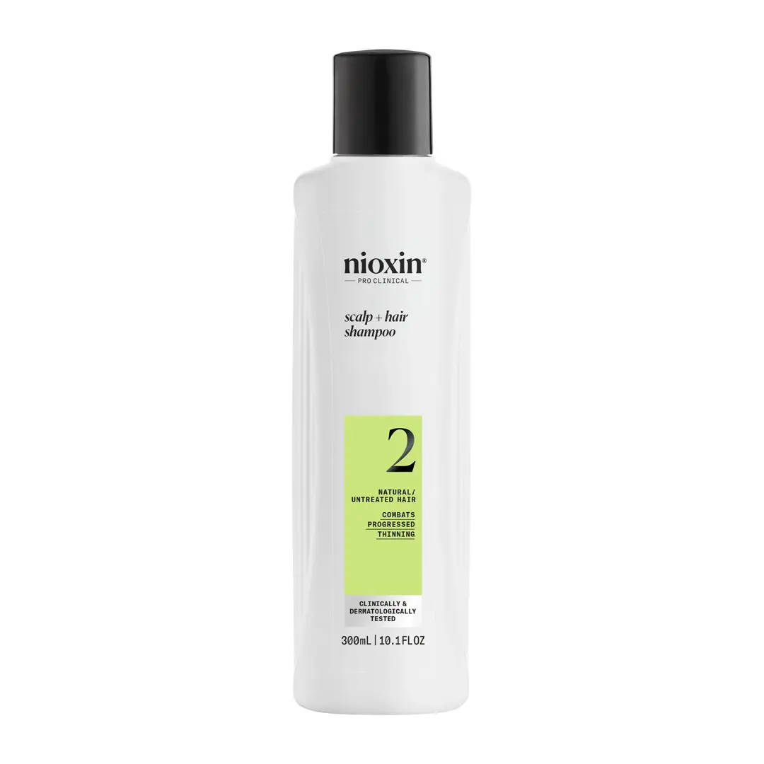 Nioxin System 2 shampoo bottle against white background