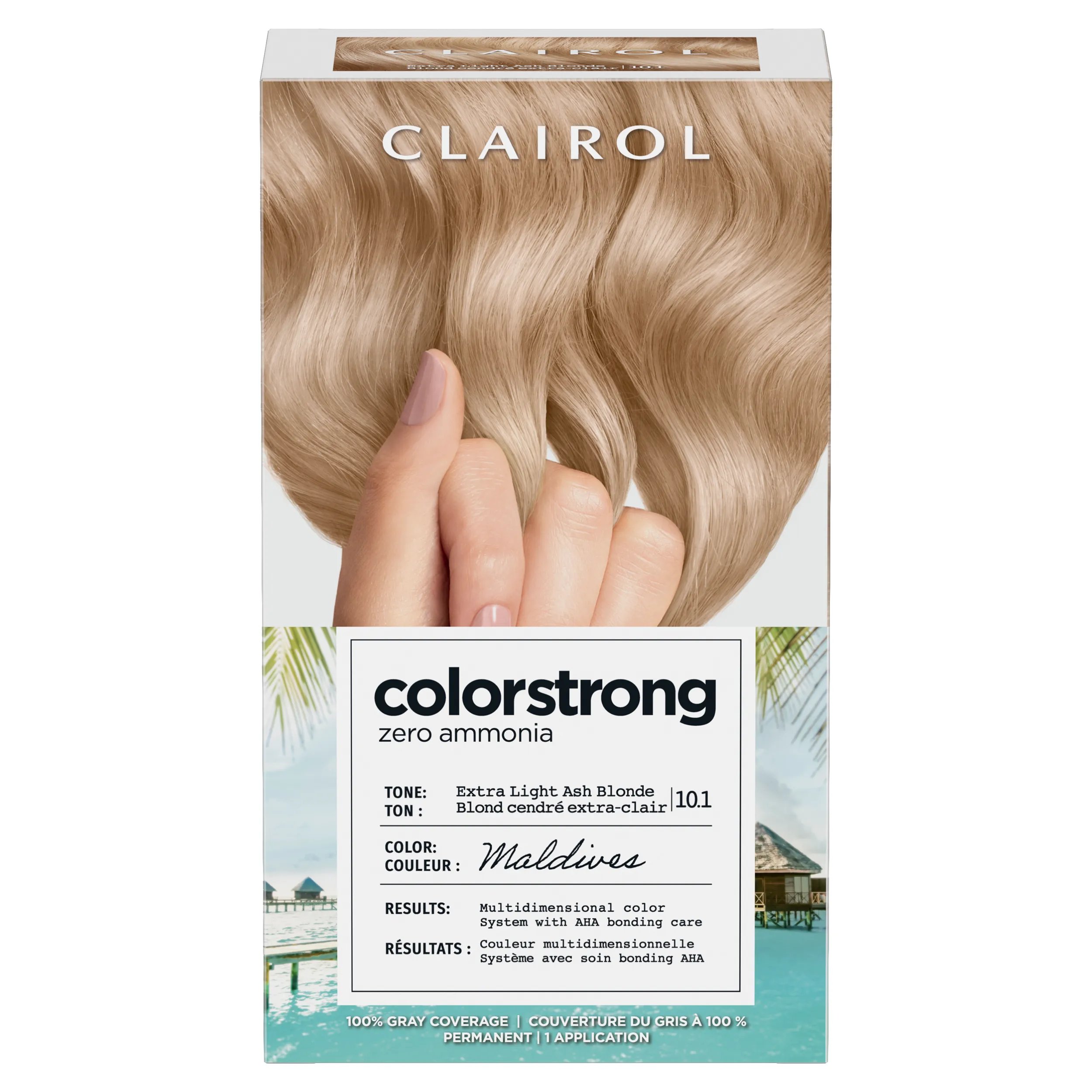 Clairol ColorStrong Permanent Zero Ammonia Hair Dye, 10.1 Extra Light Ash Blonde - Maldives Hair Color, 1 kit