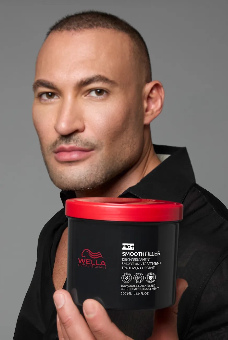 Black and white headshot image of Wella Global Ambassador, Romeu Felipe.
