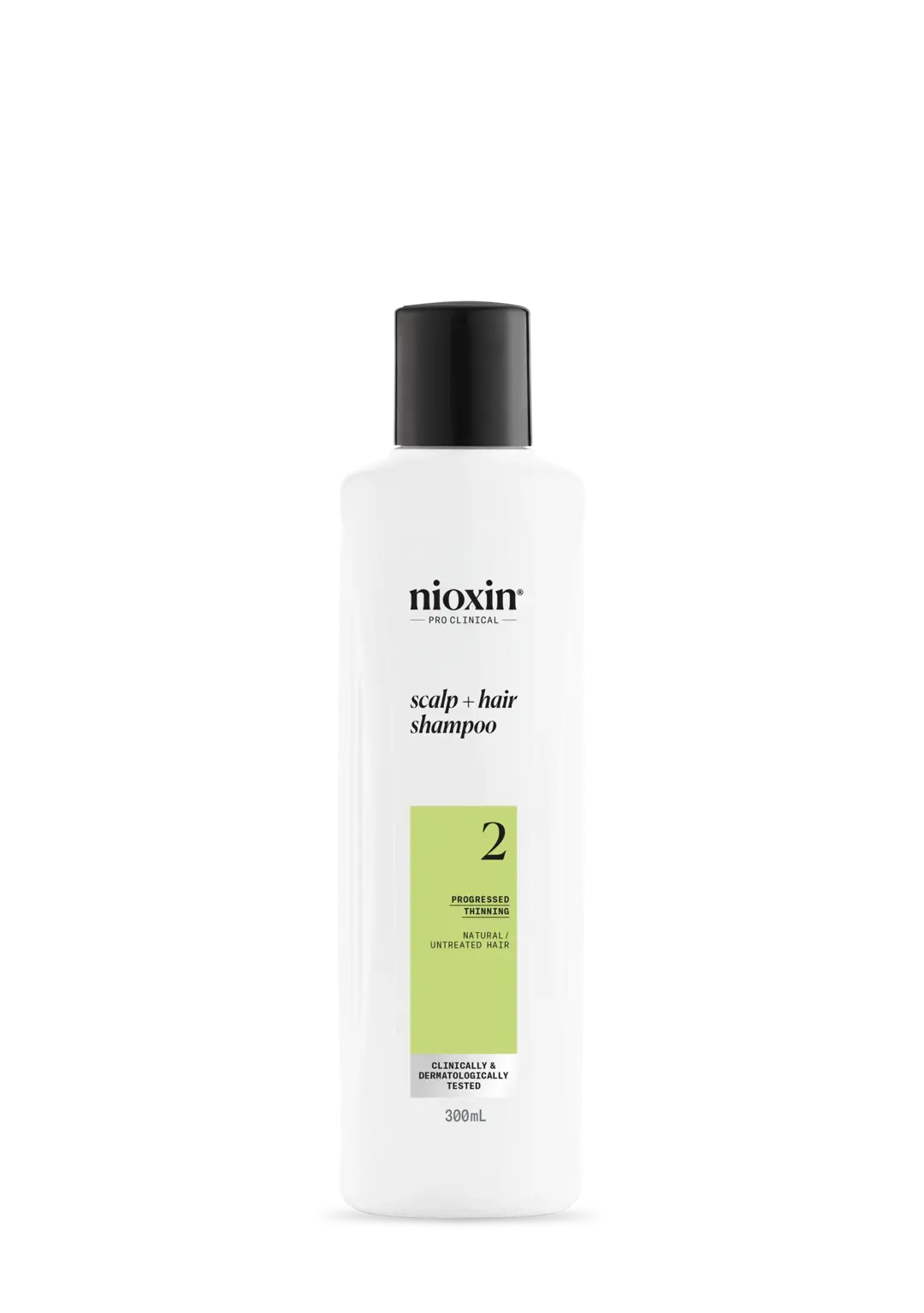 Flacone di Shampoo Nioxin Sistema 2 su sfondo bianco