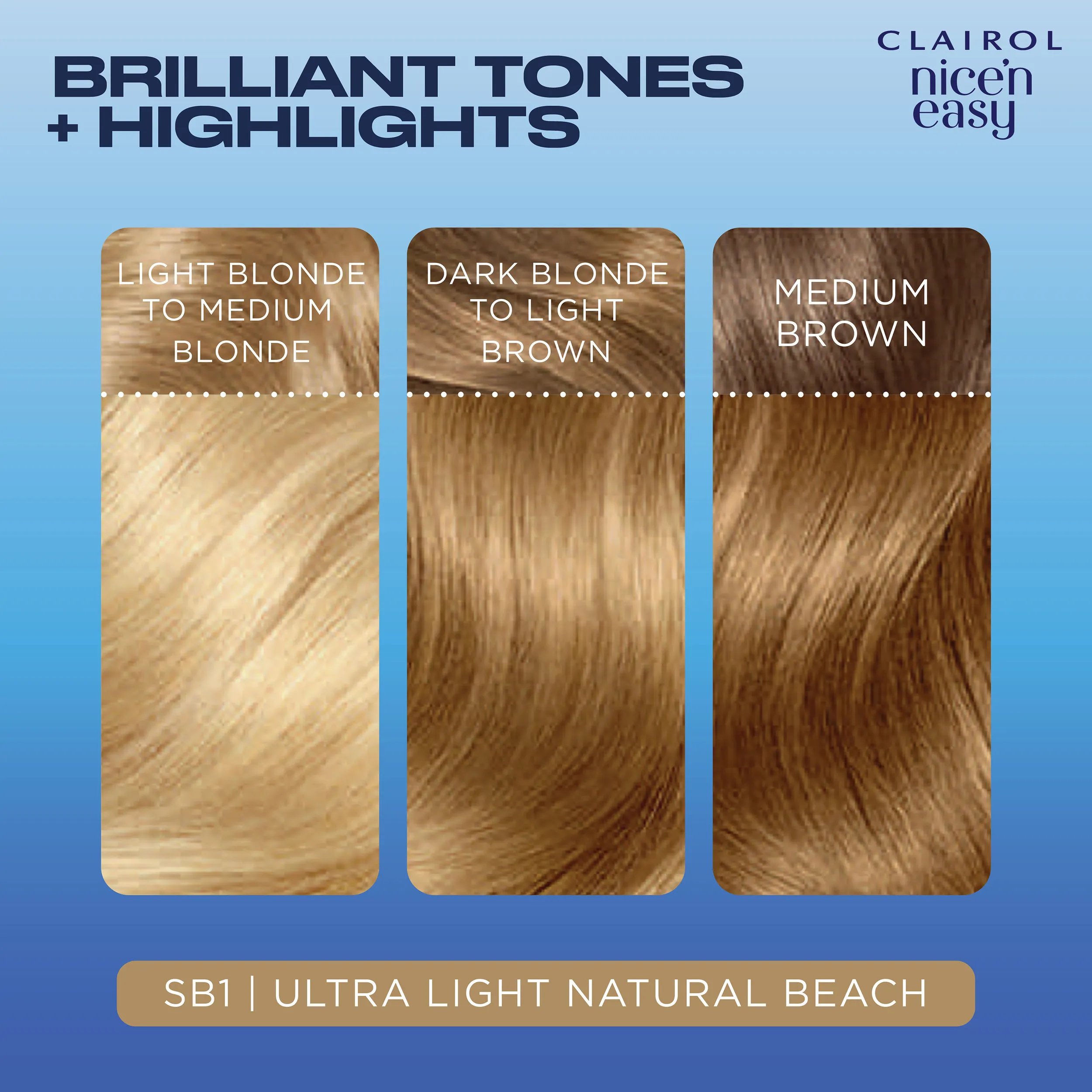 Nice'n Easy SB1 Ultra Light Natural Beach Blonde Colour Results Swatch