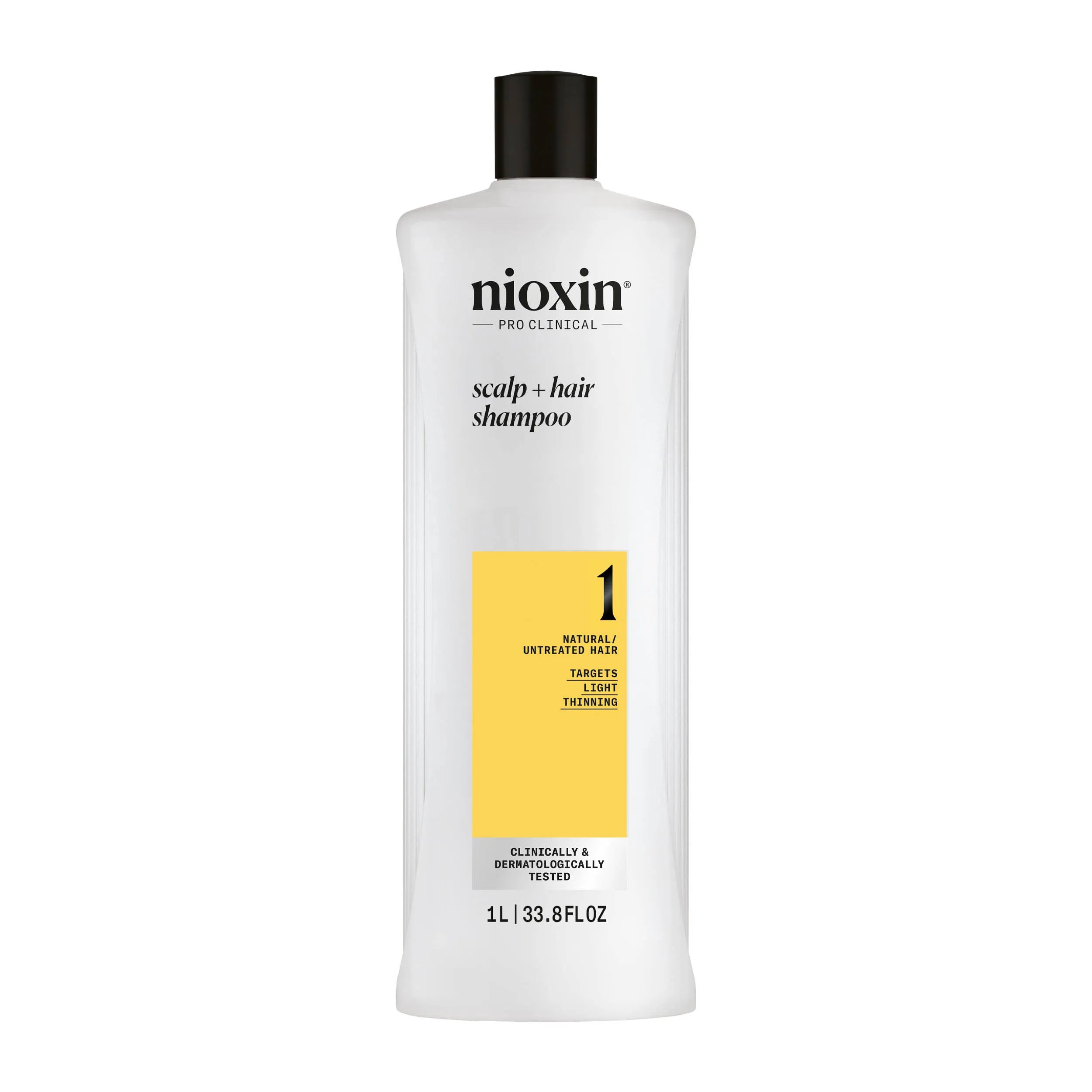 Nioxin System 1 Scalp + Hair Shampoo bottle against white background