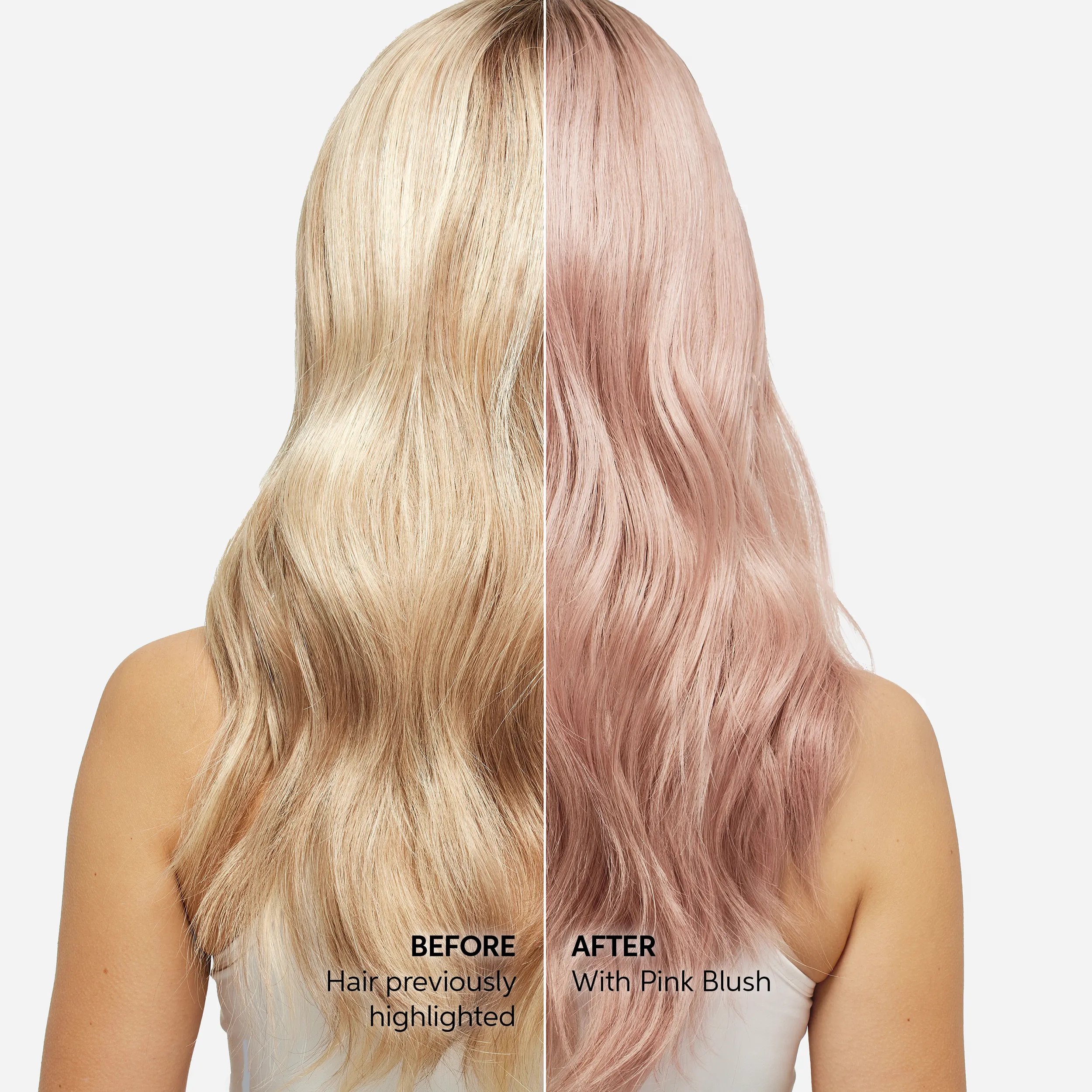 Before and after of the Wella Professionals Color Fresh Mask in Lilac Frost.