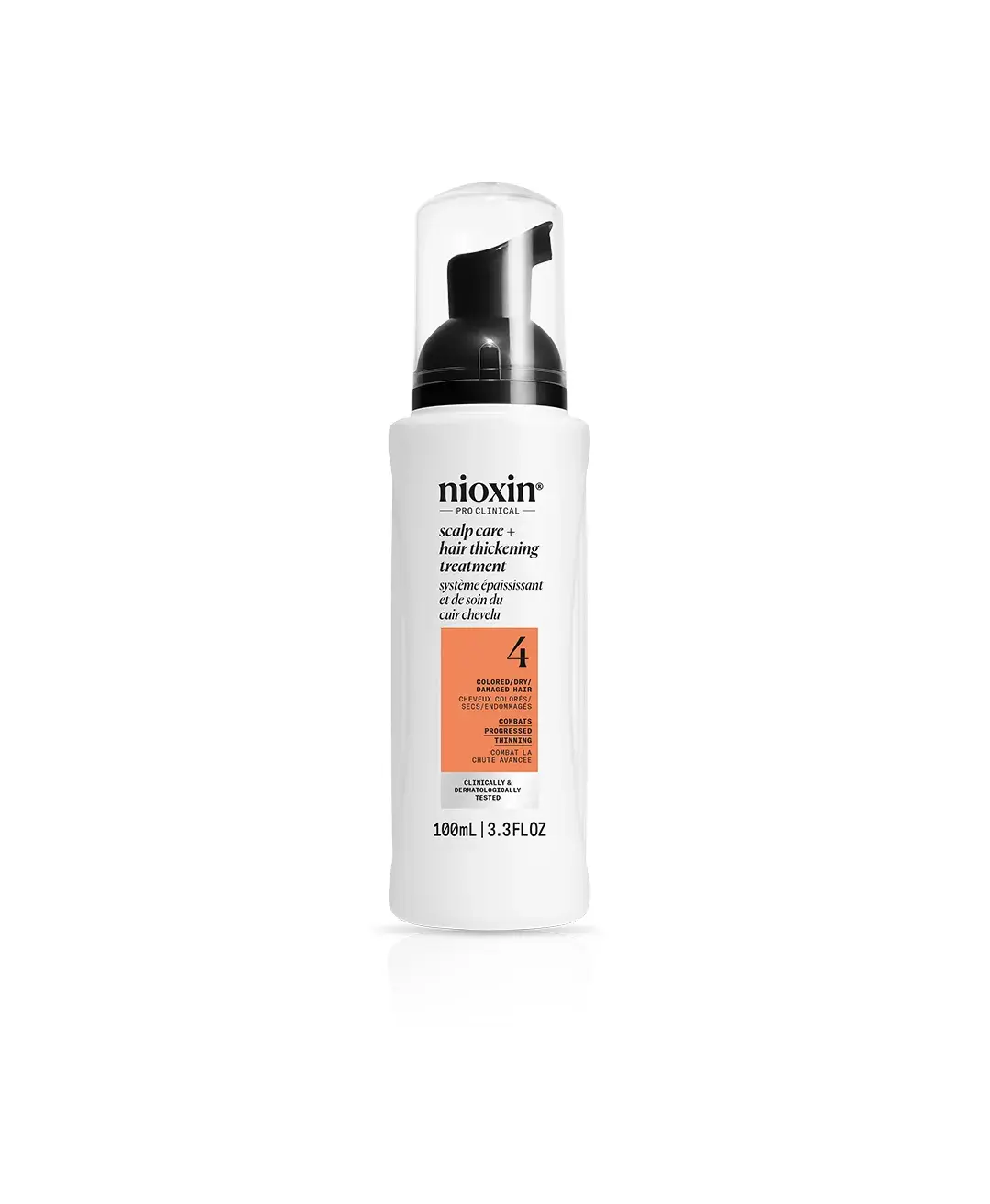 Nioxin System 4 scalp care and hair thickening treatment against white background