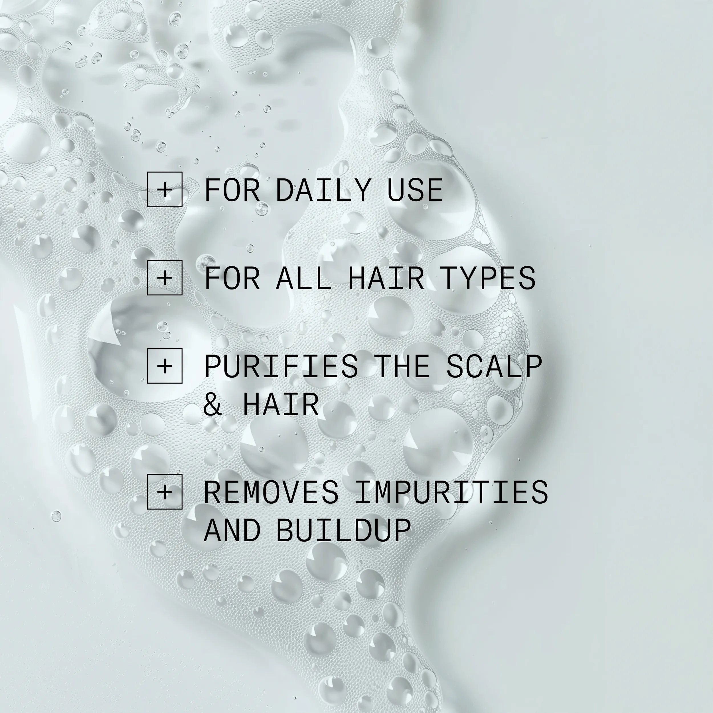 shampoo product claims on top of shampoo texture